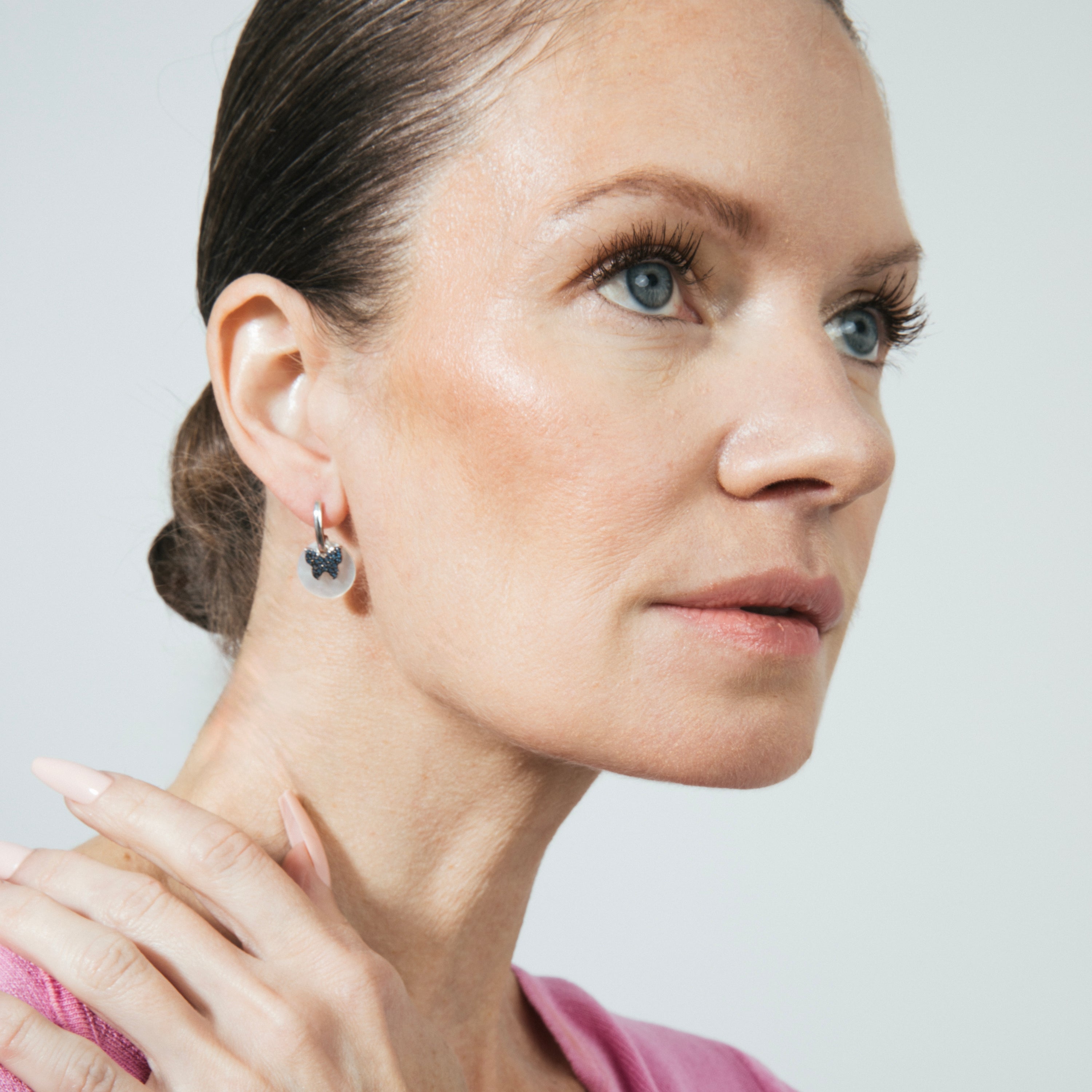 Pendientes de Plata de Ley 925 y Circonita Zafiro acabado en rodio - Butterfly