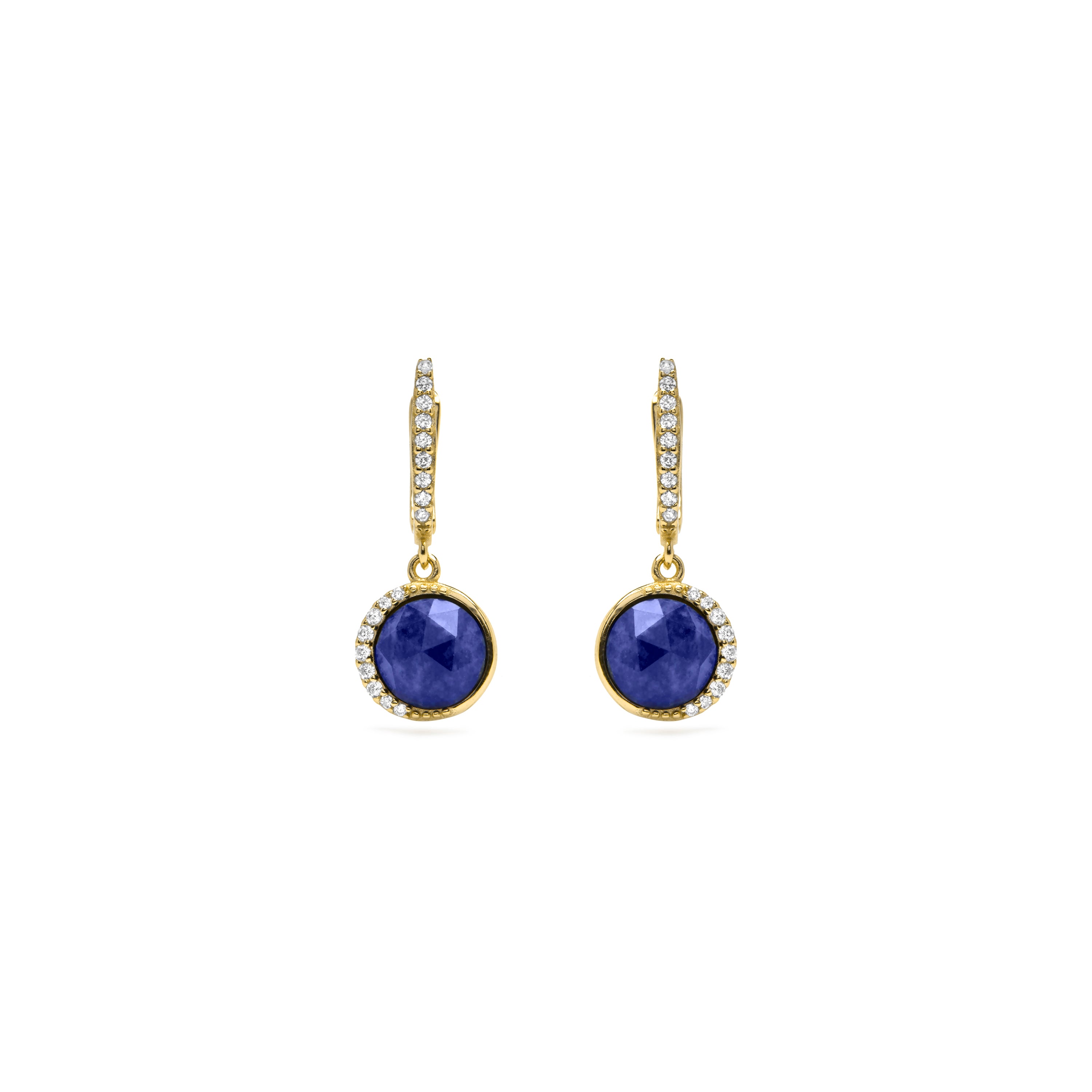 Pendientes de Plata de Ley 925 y Lapislazuli Natural acabado en oro amarillo 18k - Lokes