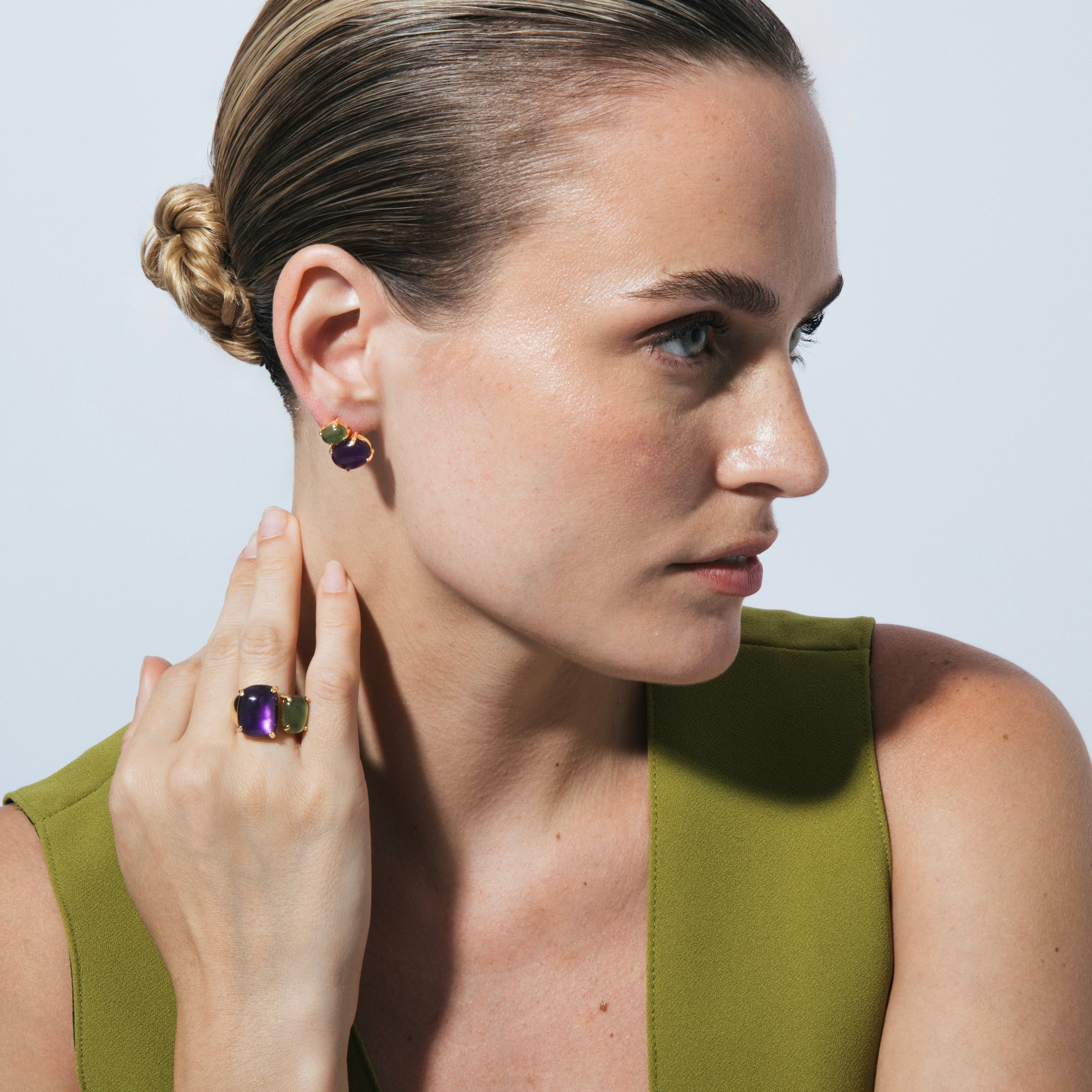 Pendientes de Plata de Ley 925 y Circonita Brillante acabado en oro amarillo 18k - Daggle