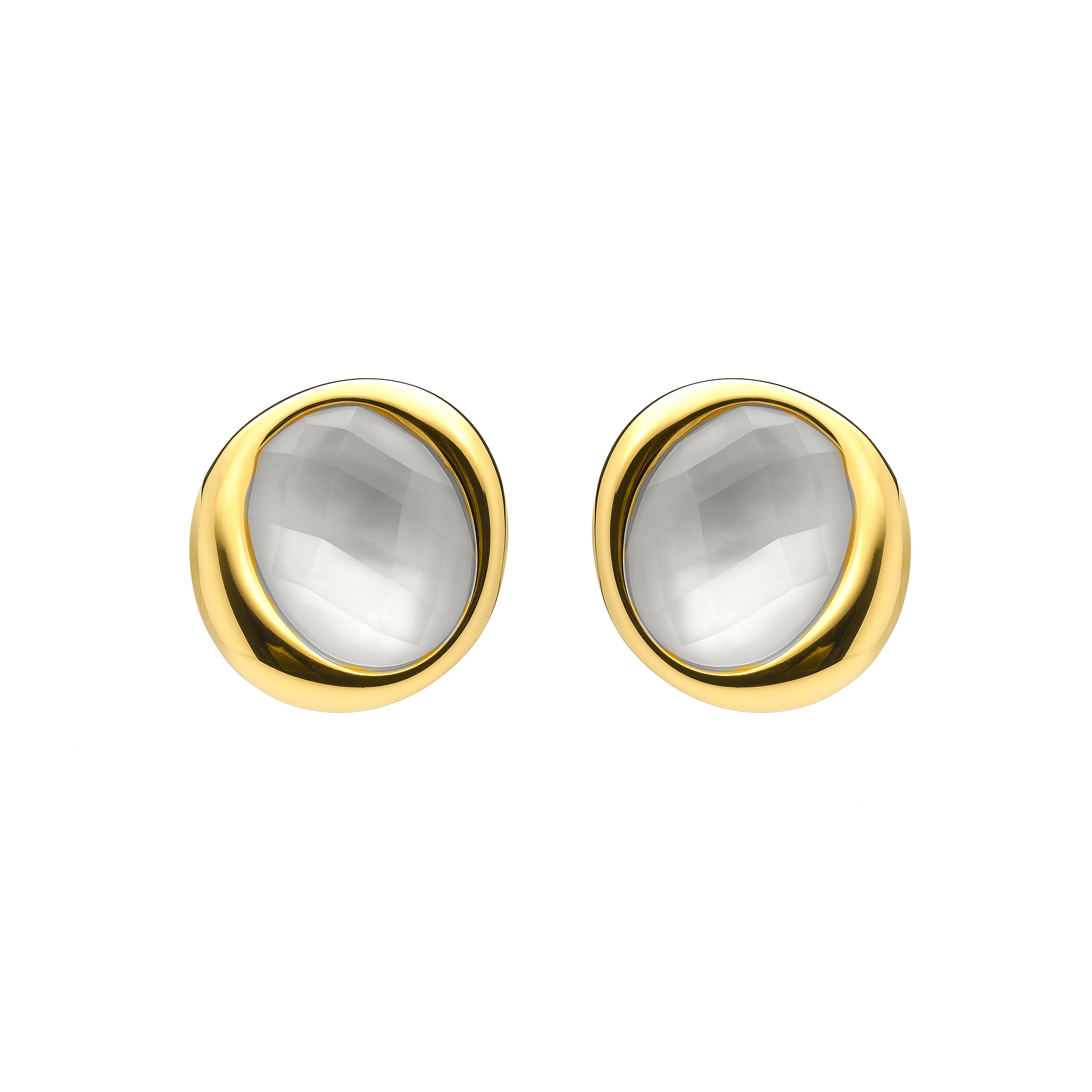 Pendientes de Plata de Ley 925 y Madreperla Blanca acabado en oro amarillo 18k - Alqua