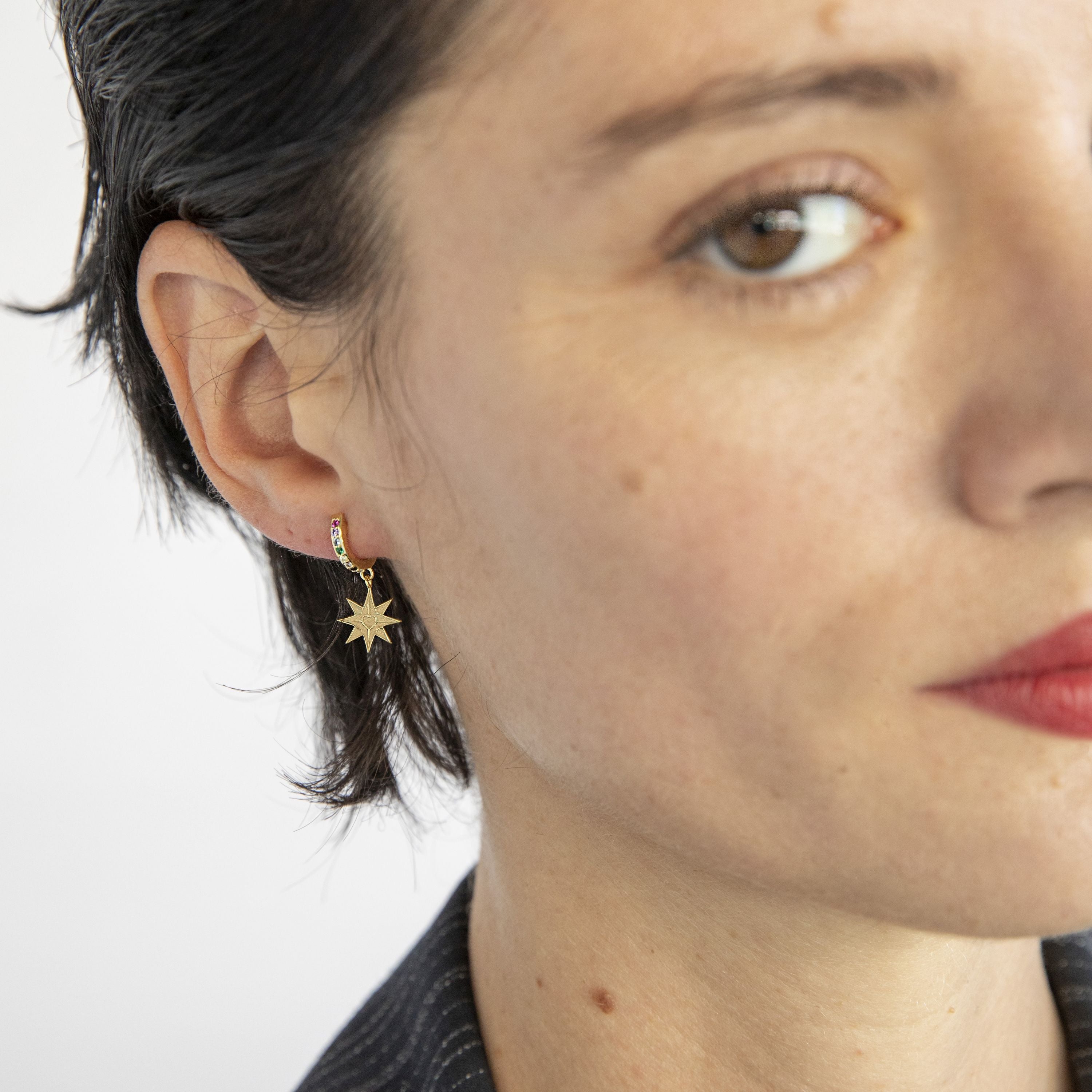 Pendientes de Plata de Ley 925 con Circonita Brillante acabados en oro amarillo de 18K - Shasha