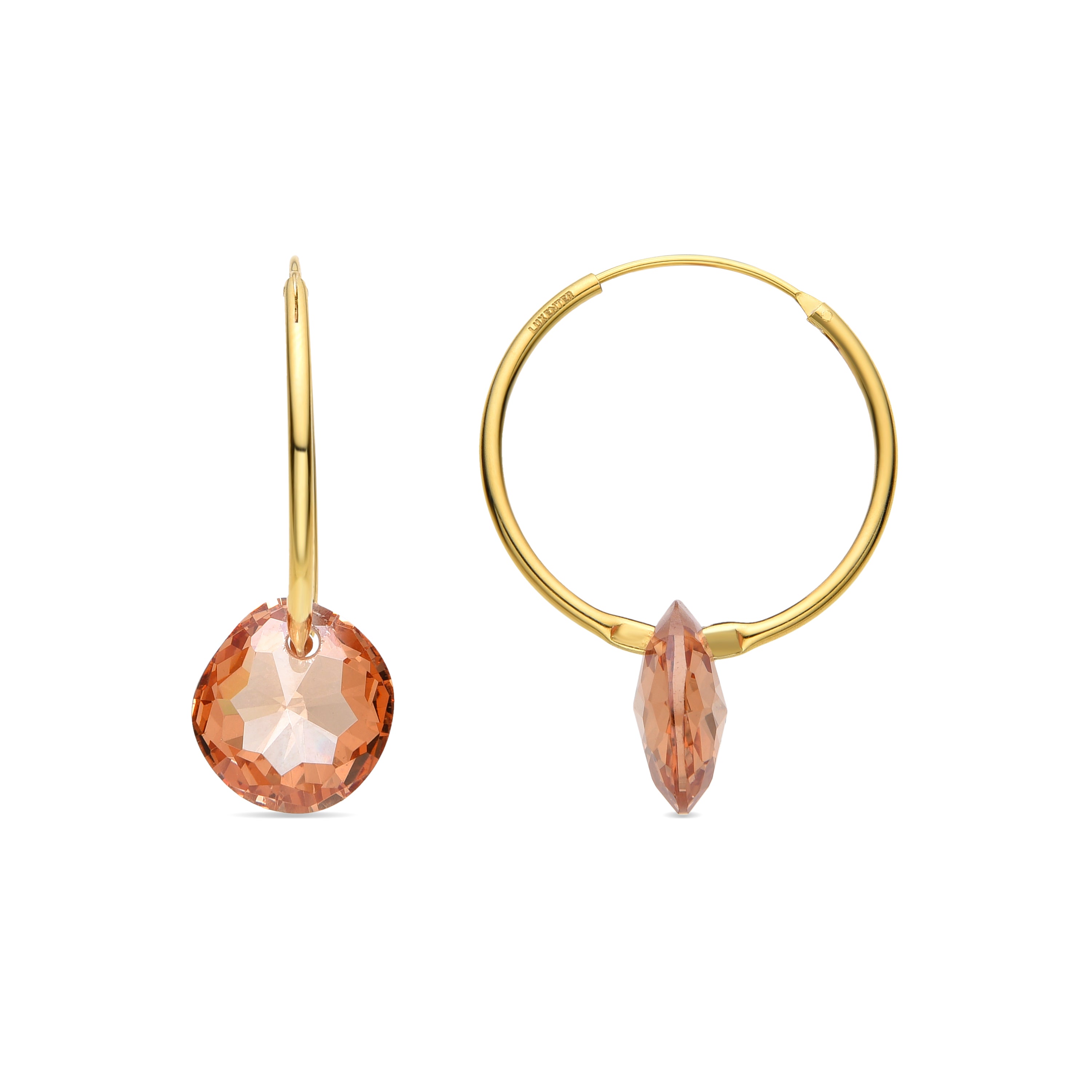 Pendientes de Plata de Ley 925 y Circonita Champagne acabados en oro amarillo de 18k - Vanshy