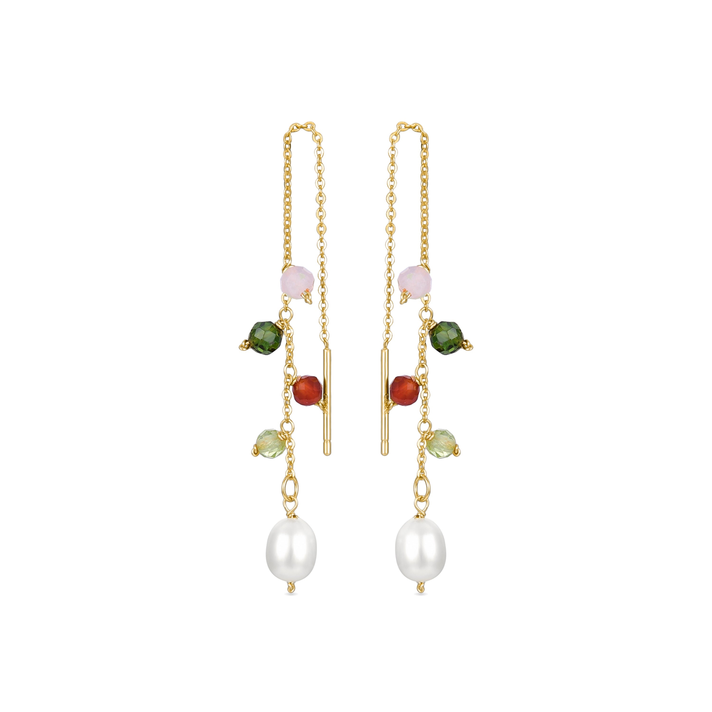 Pendientes de Plata de Ley 925 con Perla Blanca acabados en oro amarillo 18K - Fanim