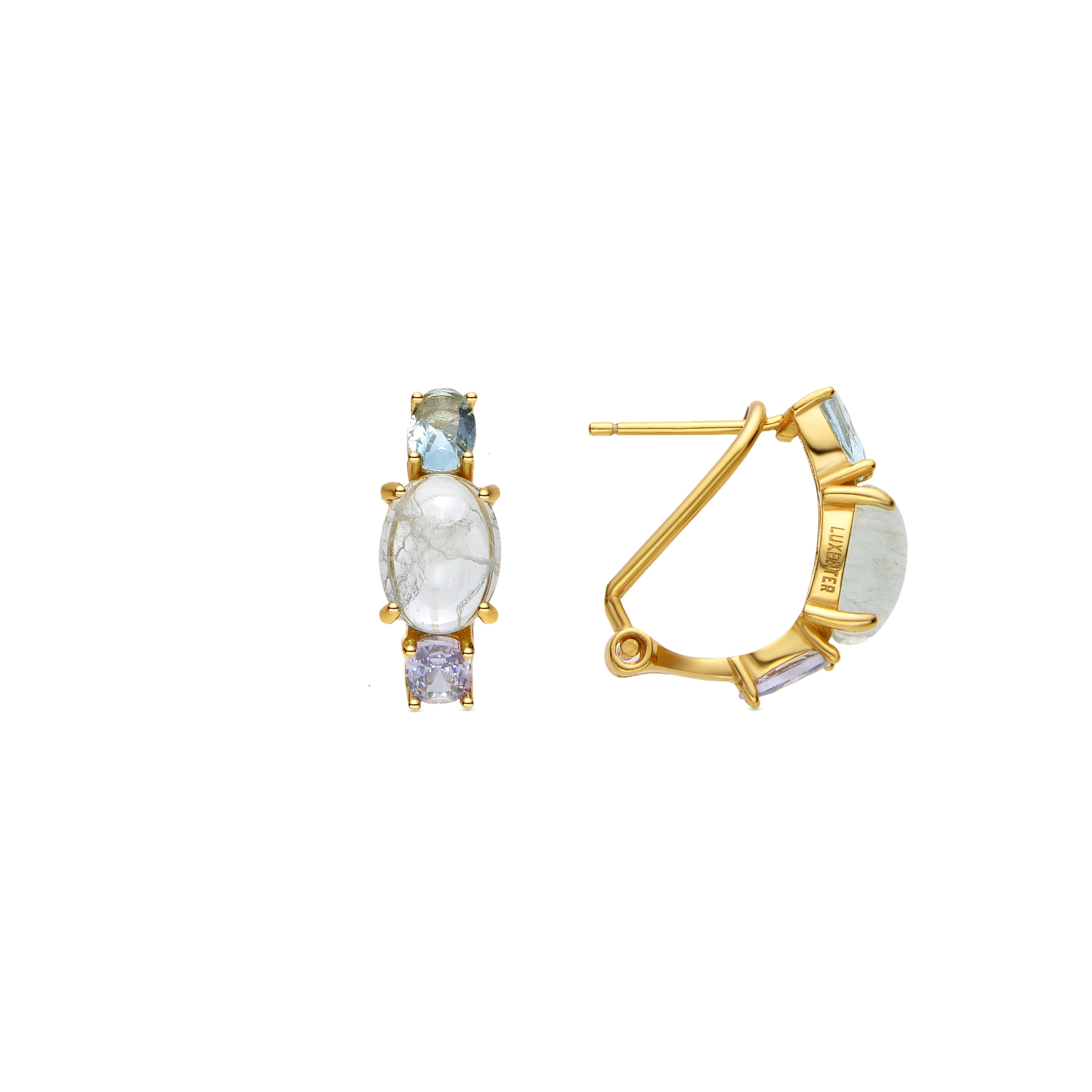 Pendientes de Plata de Ley 925 y Prehenita acabados en oro amarillo de 18k - Bede