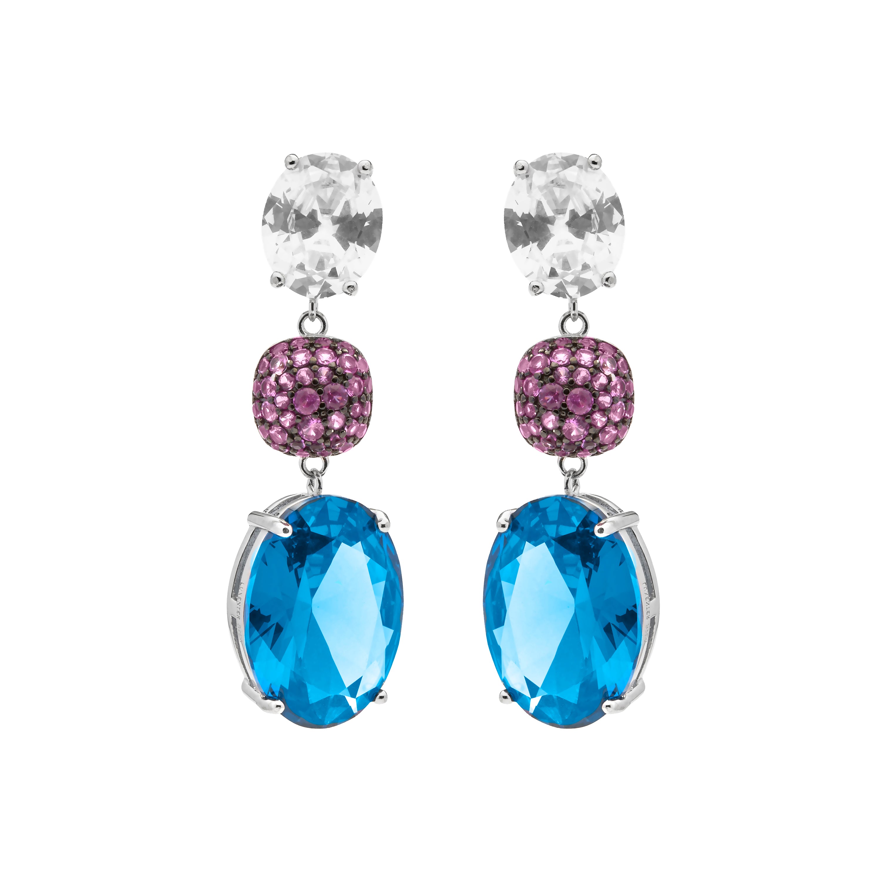 Pendientes de Plata de Ley 925 y Circonita Multicolor acabado en rodio - Filia