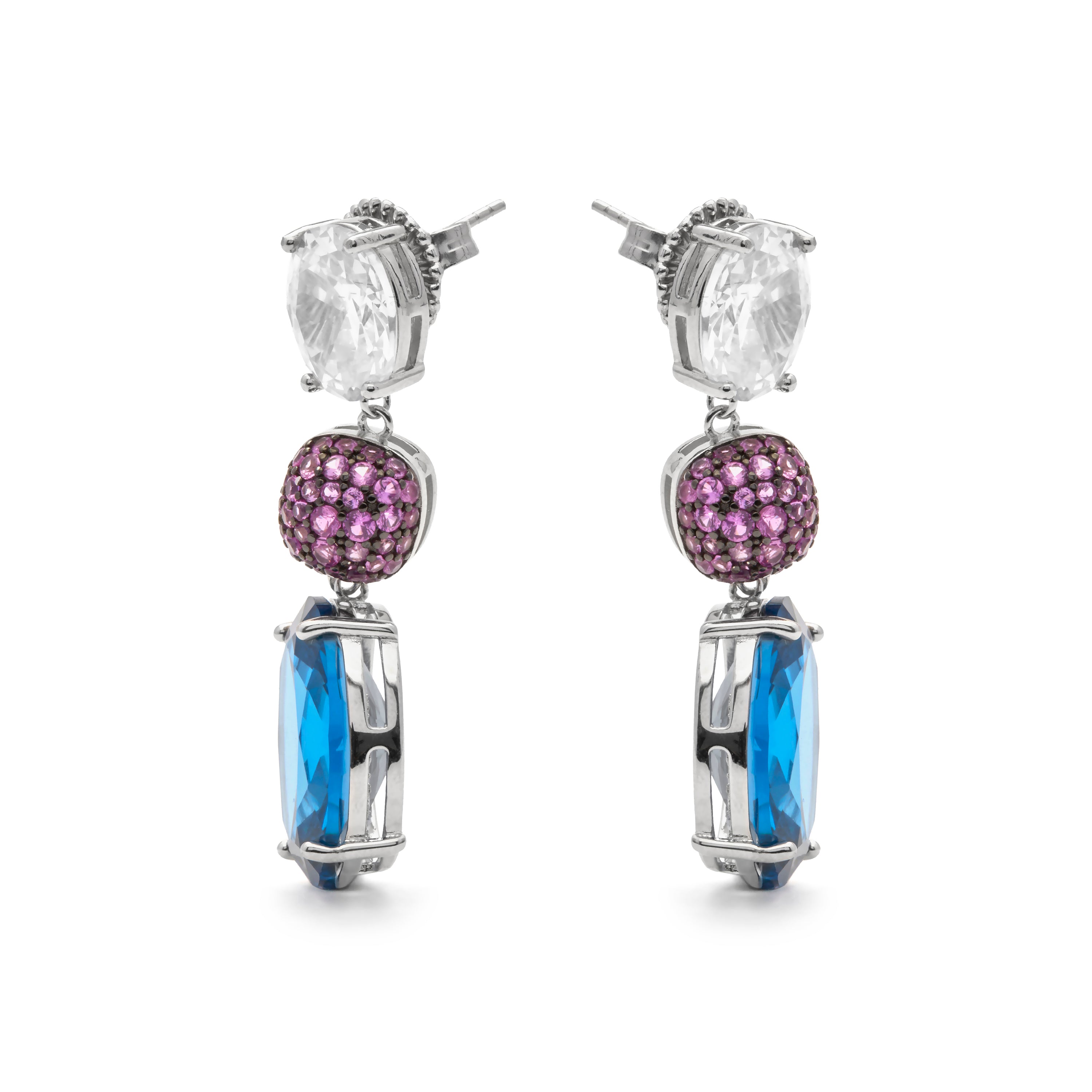 Pendientes de Plata de Ley 925 y Circonita Multicolor acabado en rodio - Filia