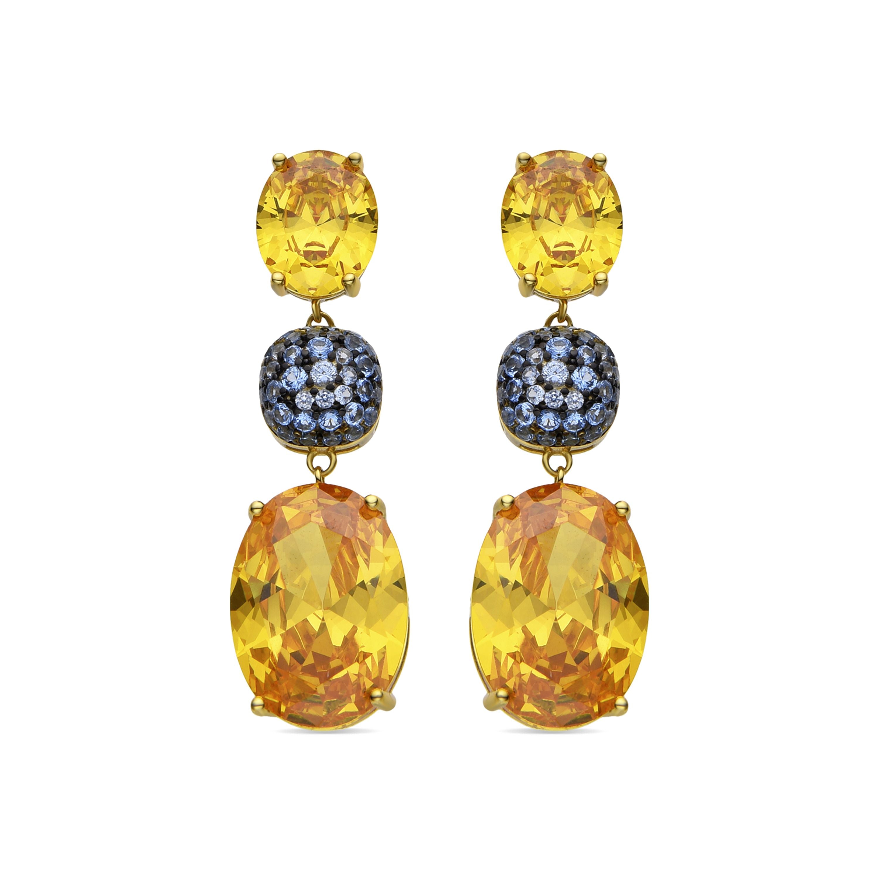 Pendientes de Plata de Ley 925 y Padparadscha acabados en oro amarillo de 18k - Filia