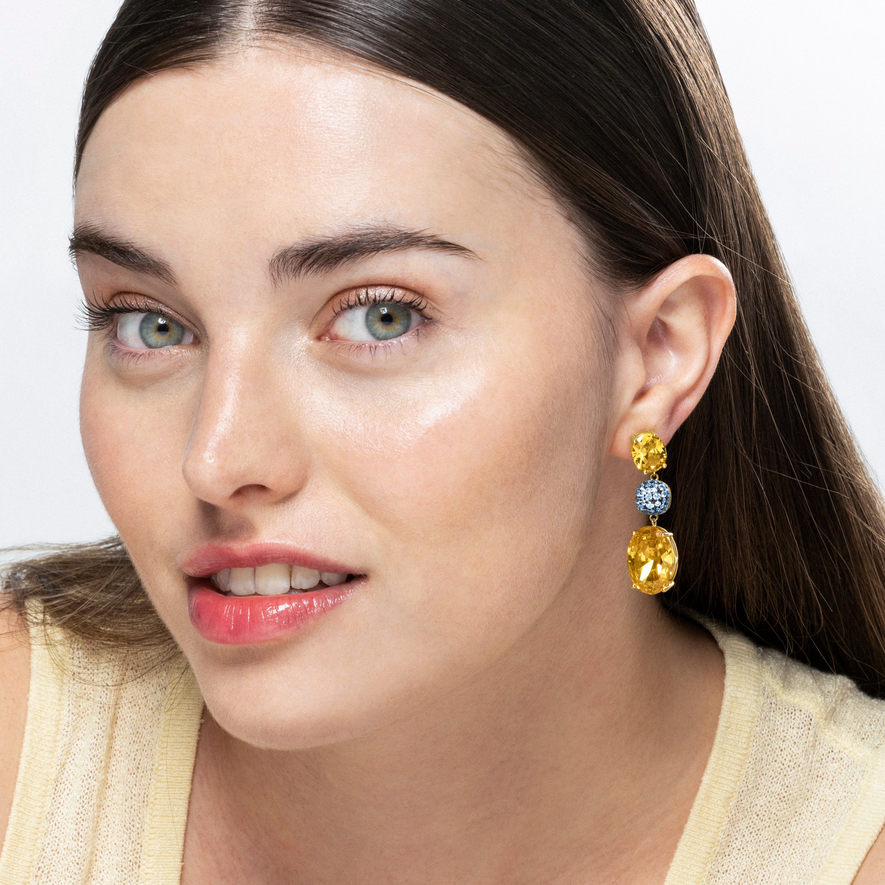 Pendientes de Plata de Ley 925 y Padparadscha acabados en oro amarillo de 18k - Filia