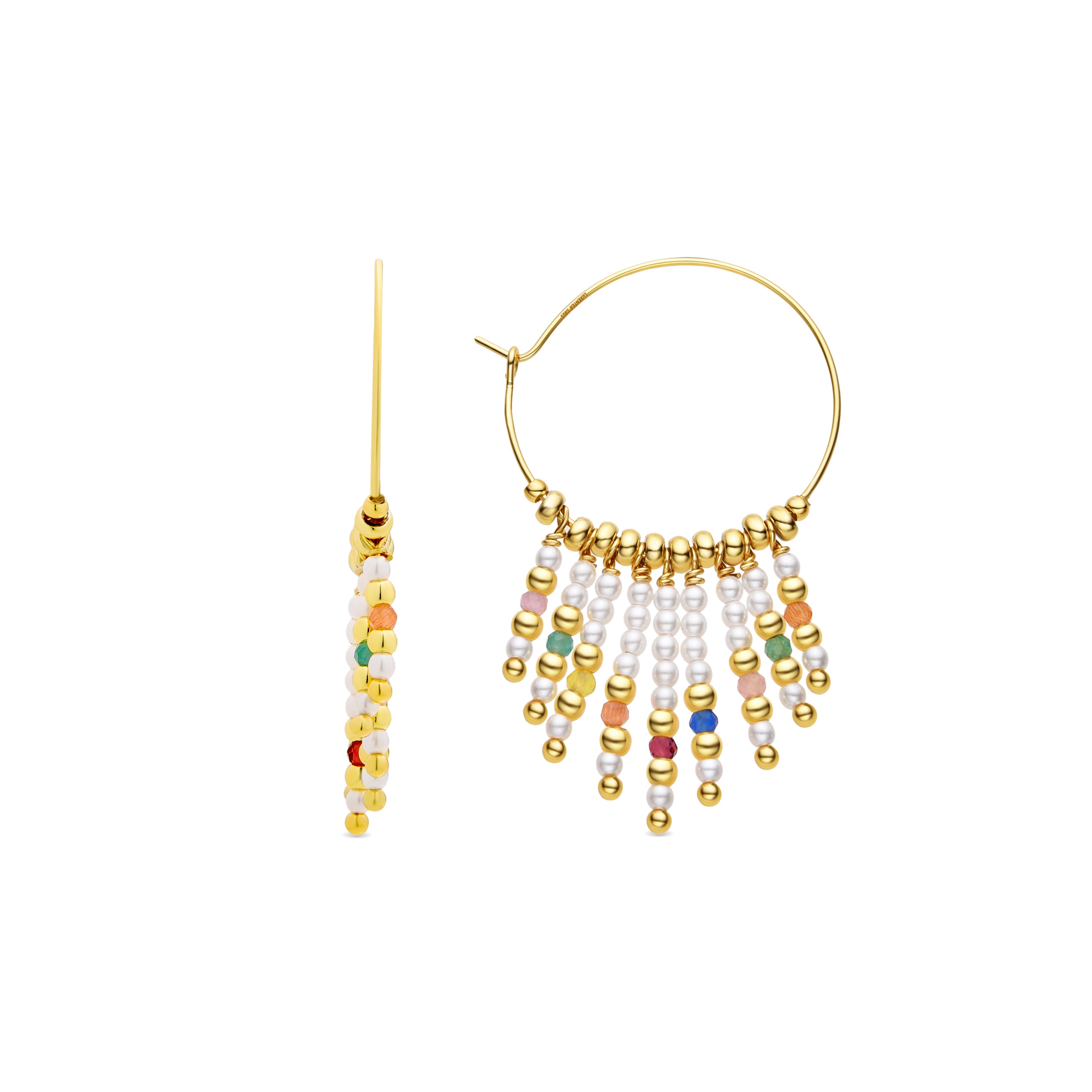 Pendientes de Plata de Ley 925 y Perla Blanca acabados en oro amarillo de 18k - Shay