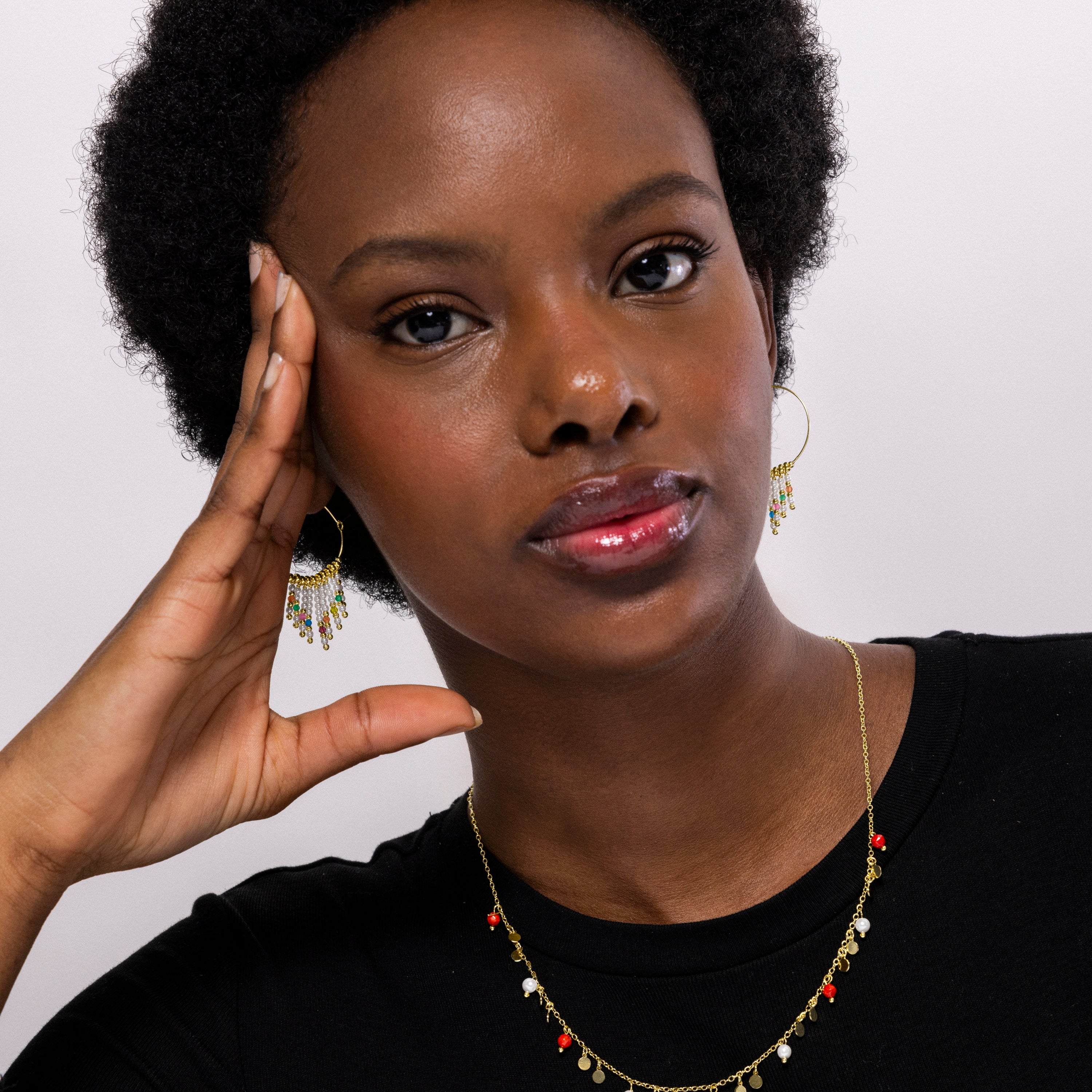 Pendientes de Plata de Ley 925 y Perla Blanca acabados en oro amarillo de 18k - Shay