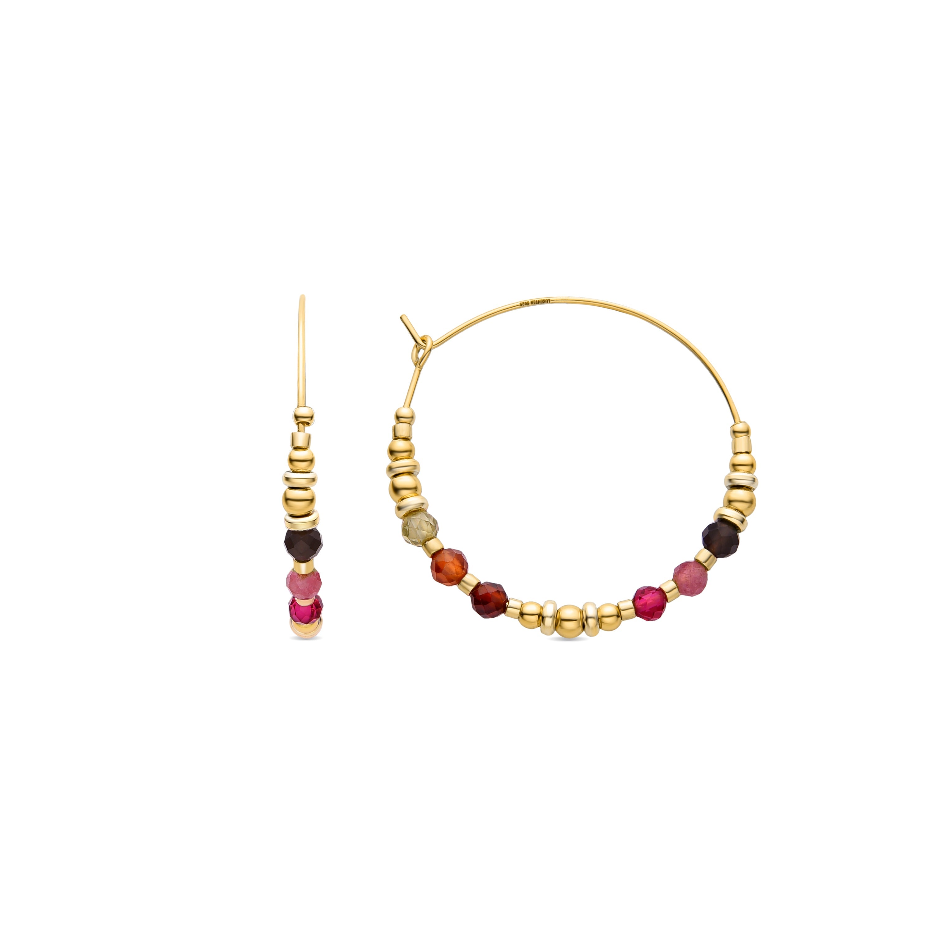 Pendientes de Plata de Ley 925 con Cristal Multicolor acabados en oro amarillo 18K - Beimil