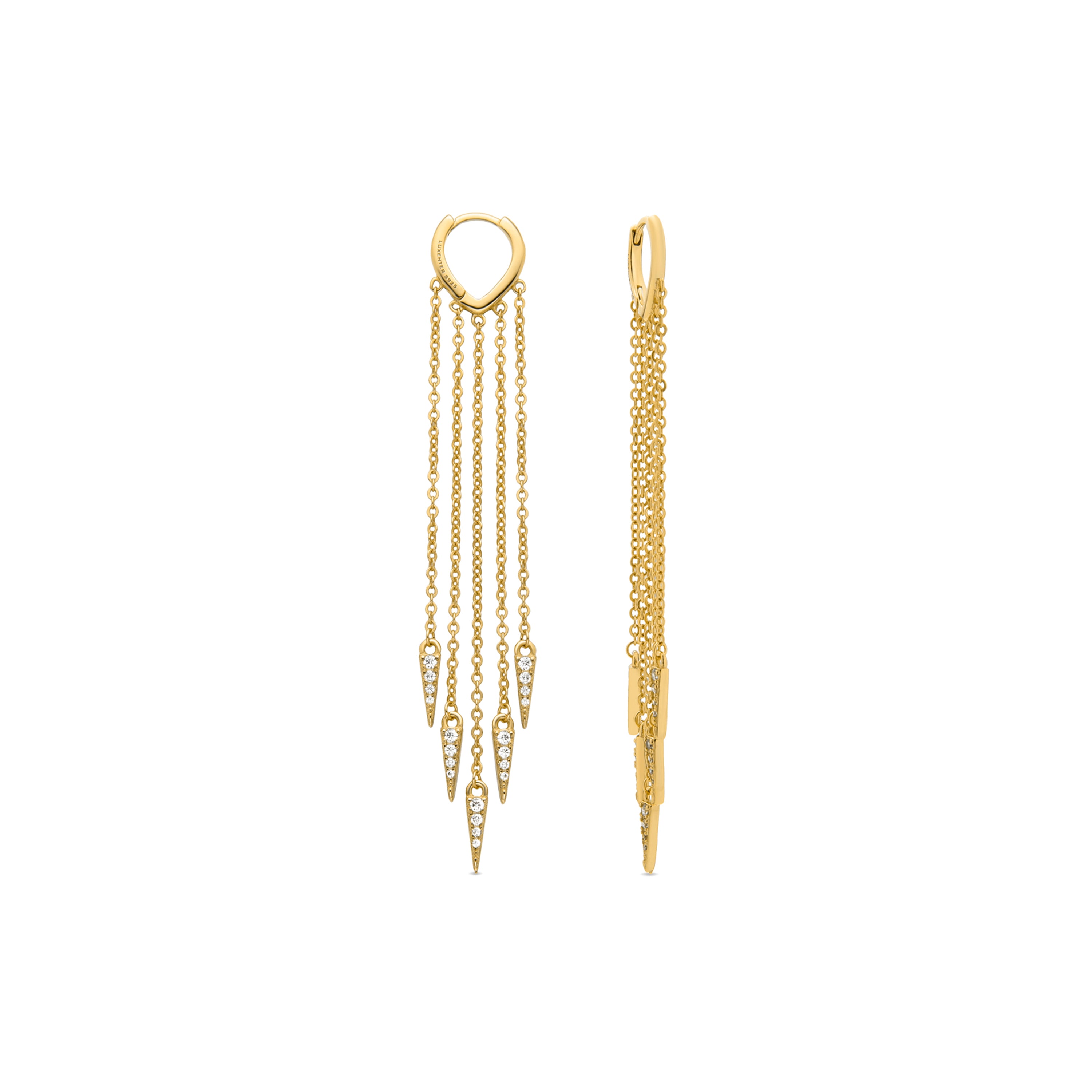 Pendientes de Plata de Ley 925 con Circonita Brillante acabados en oro amarillo de 18K - Ryzal