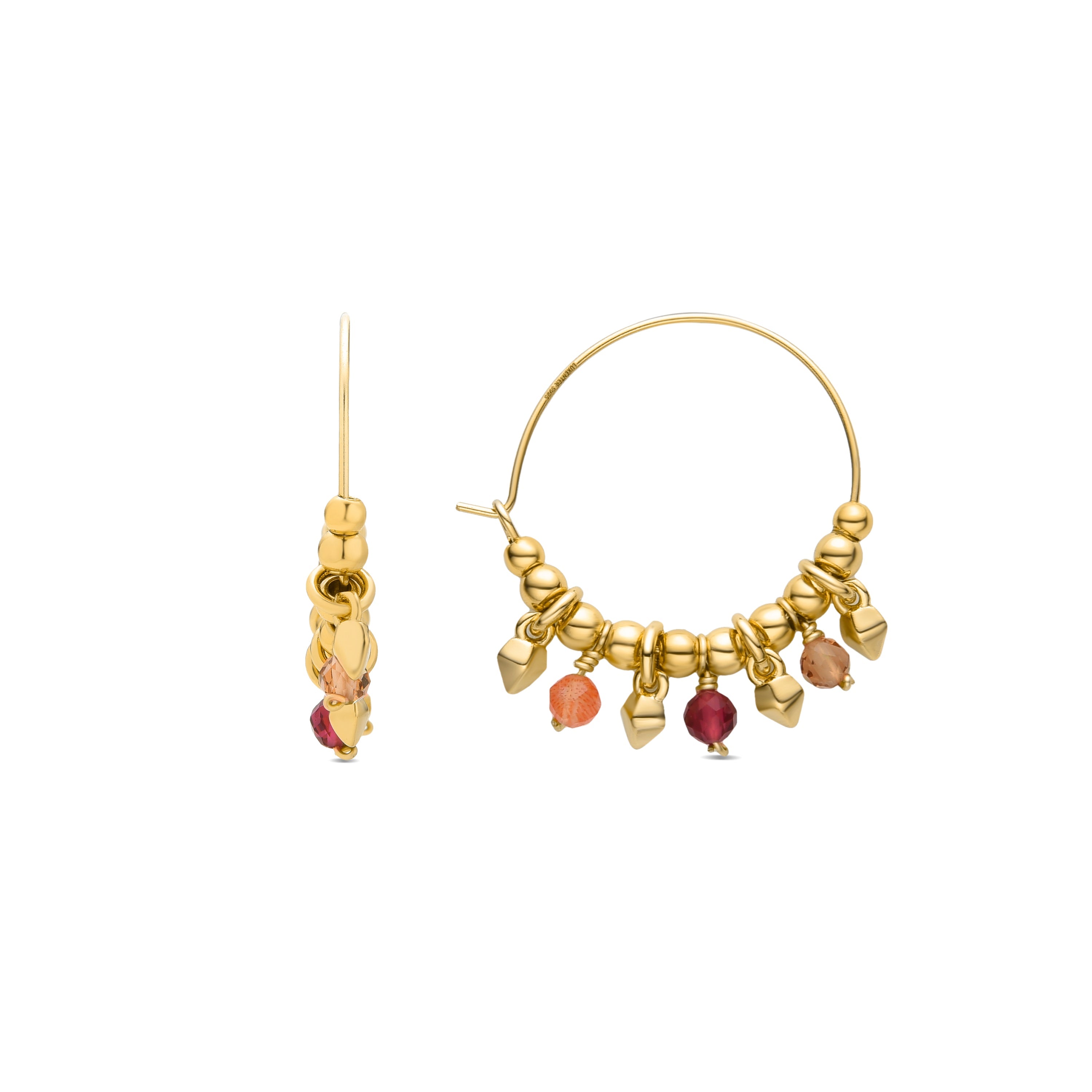 Pendientes de Plata de Ley 925 con Cristal Multicolor acabados en oro amarillo 18K - Akrul