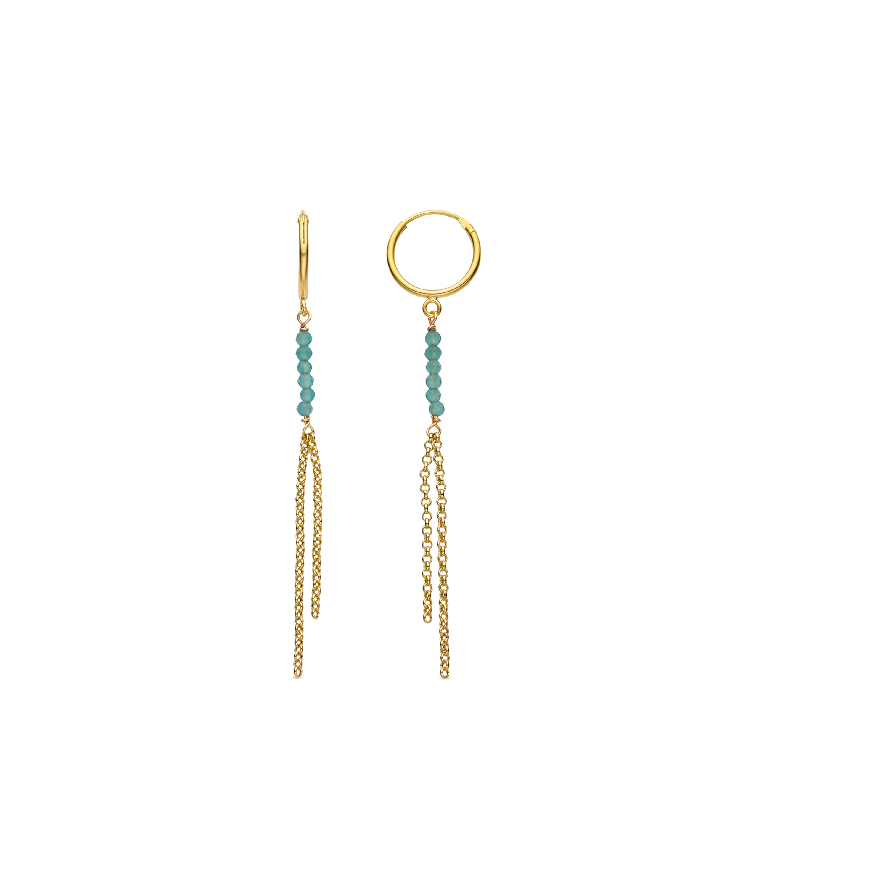 Pendientes de Plata de Ley 925 y Cristal Verde acabados en oro amarillo de 18k - Zodum