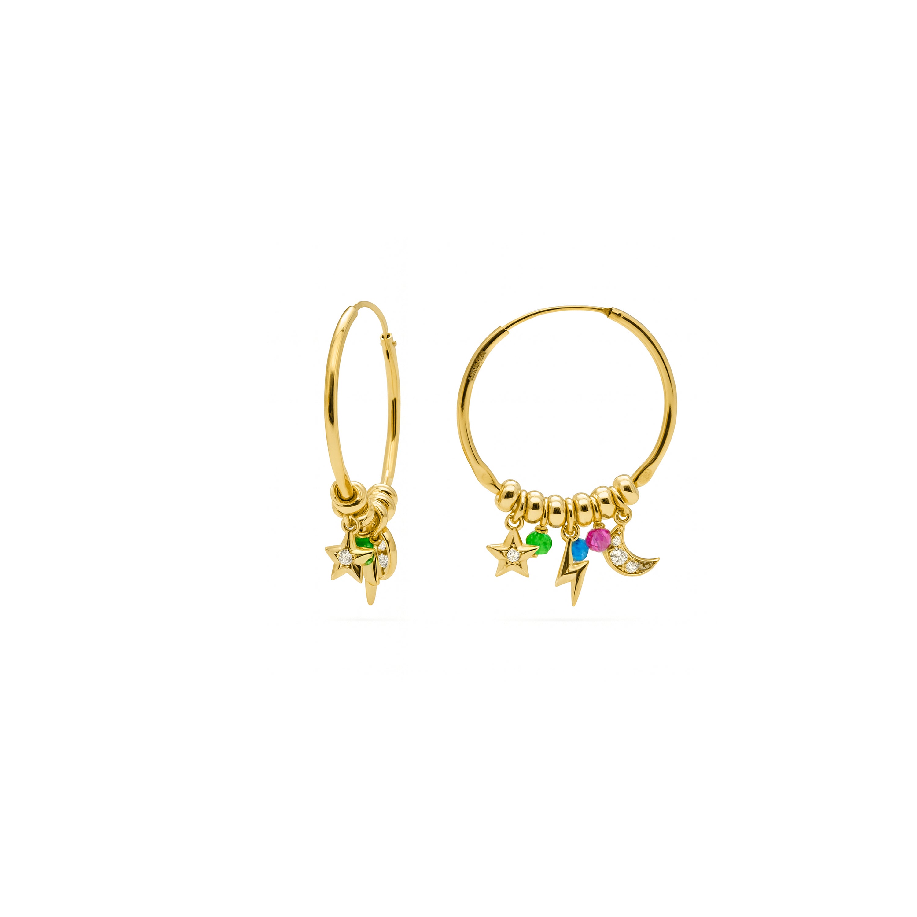 Pendientes de Plata de Ley 925 y Circonita Multicolor acabado en oro amarillo 18k - Olzex