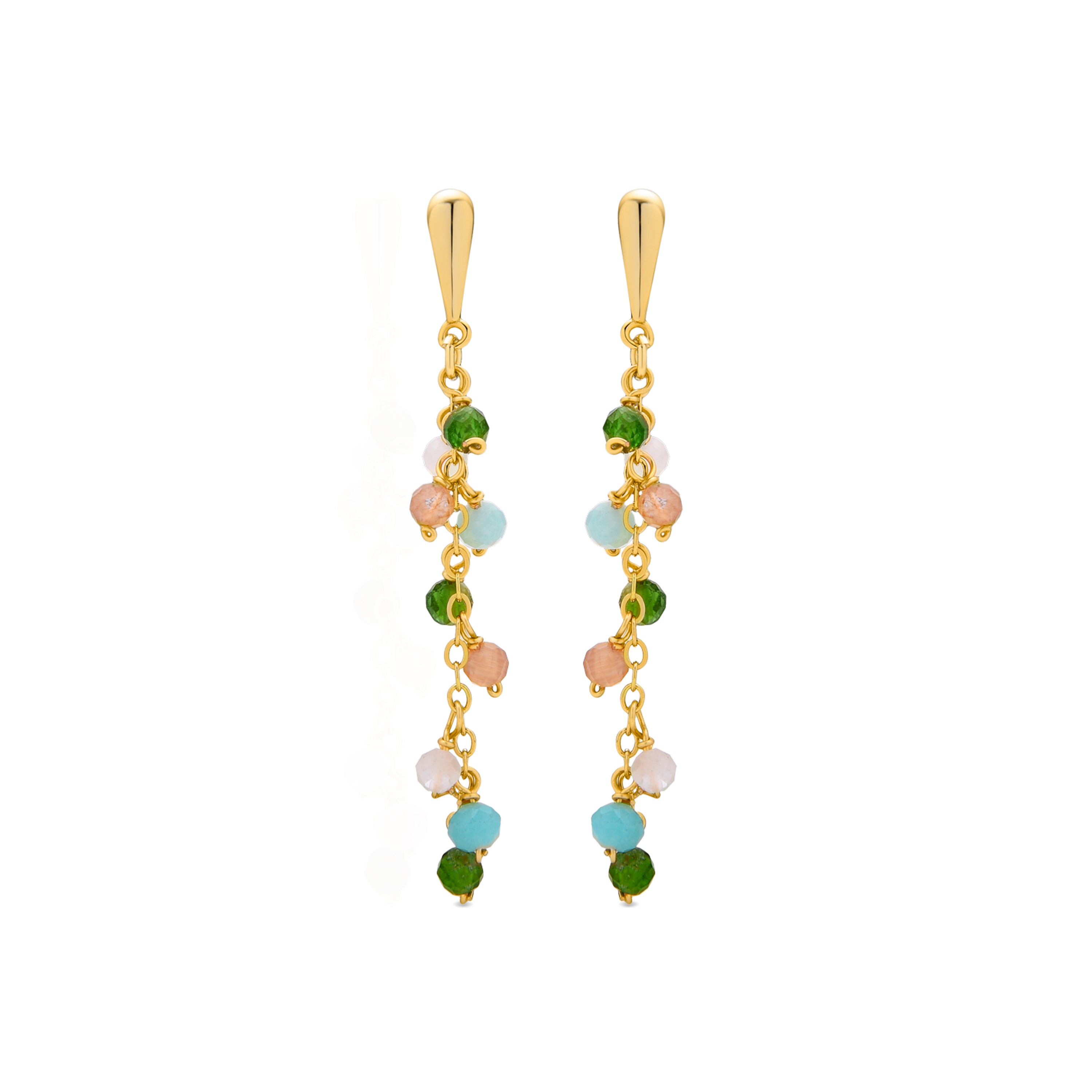 Pendientes de Plata de Ley 925 y Cristal Verde acabados en oro amarillo de 18k - Uris