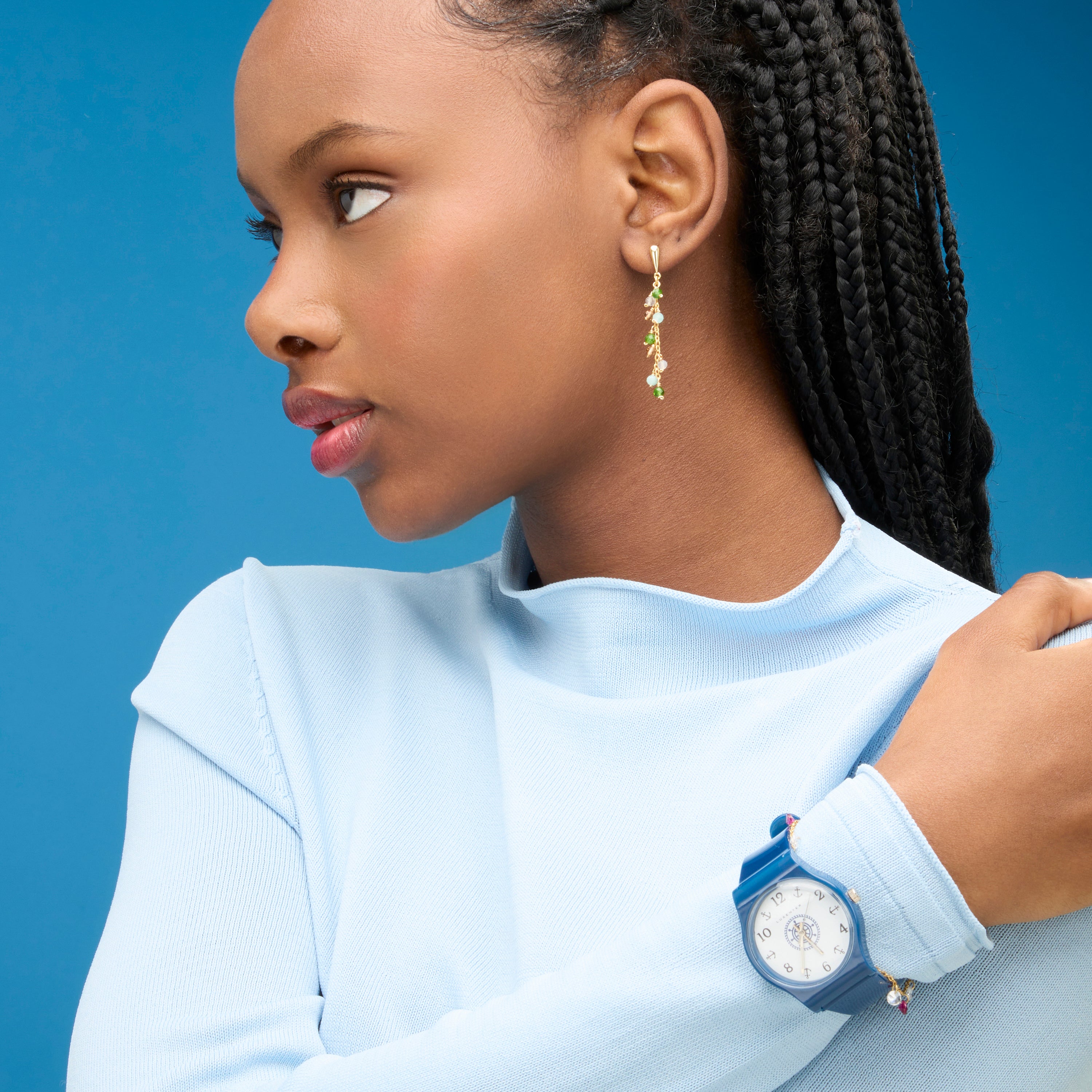 Pendientes de Plata de Ley 925 y Cristal Verde acabados en oro amarillo de 18k - Uris