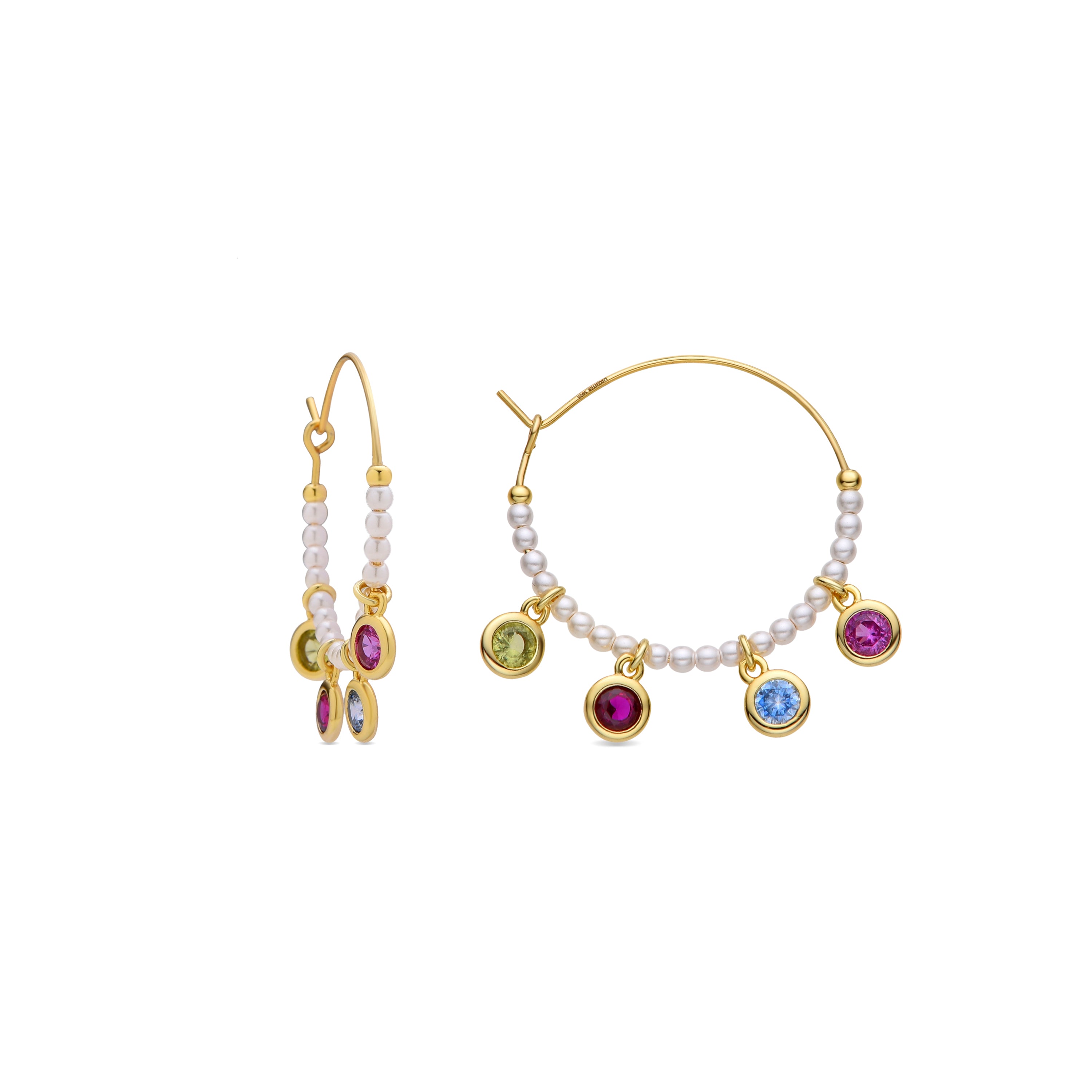 Pendientes de Plata de Ley 925 y Perla Blanca acabados en oro amarillo de 18k - Alori