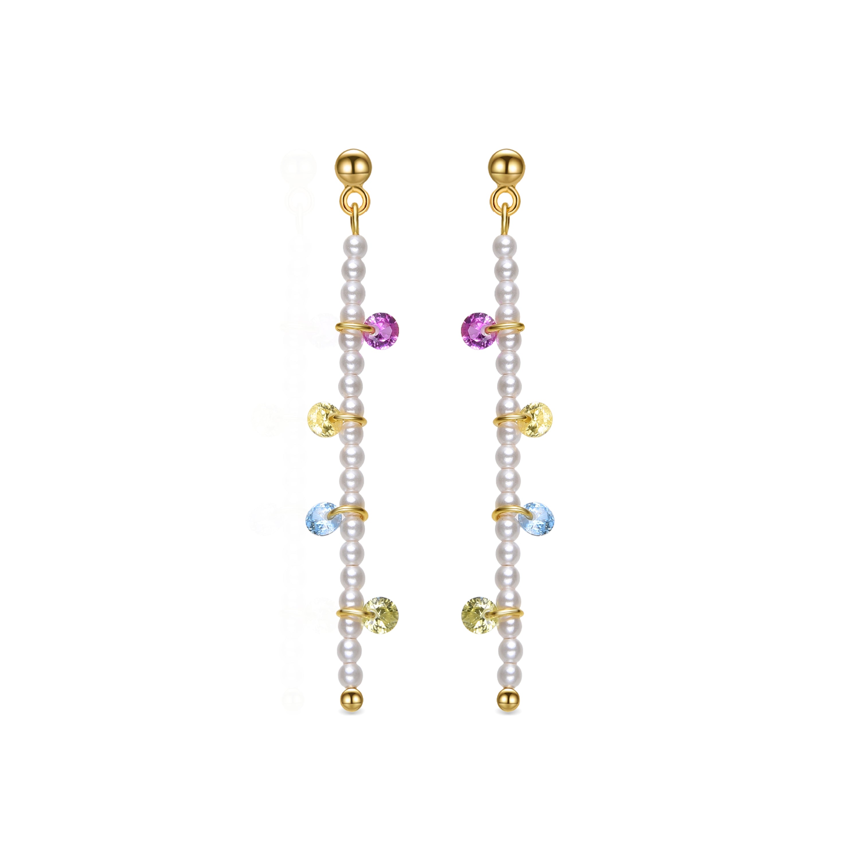 Pendientes de Plata de Ley 925 y Perla Blanca acabados en oro amarillo de 18k - Burna