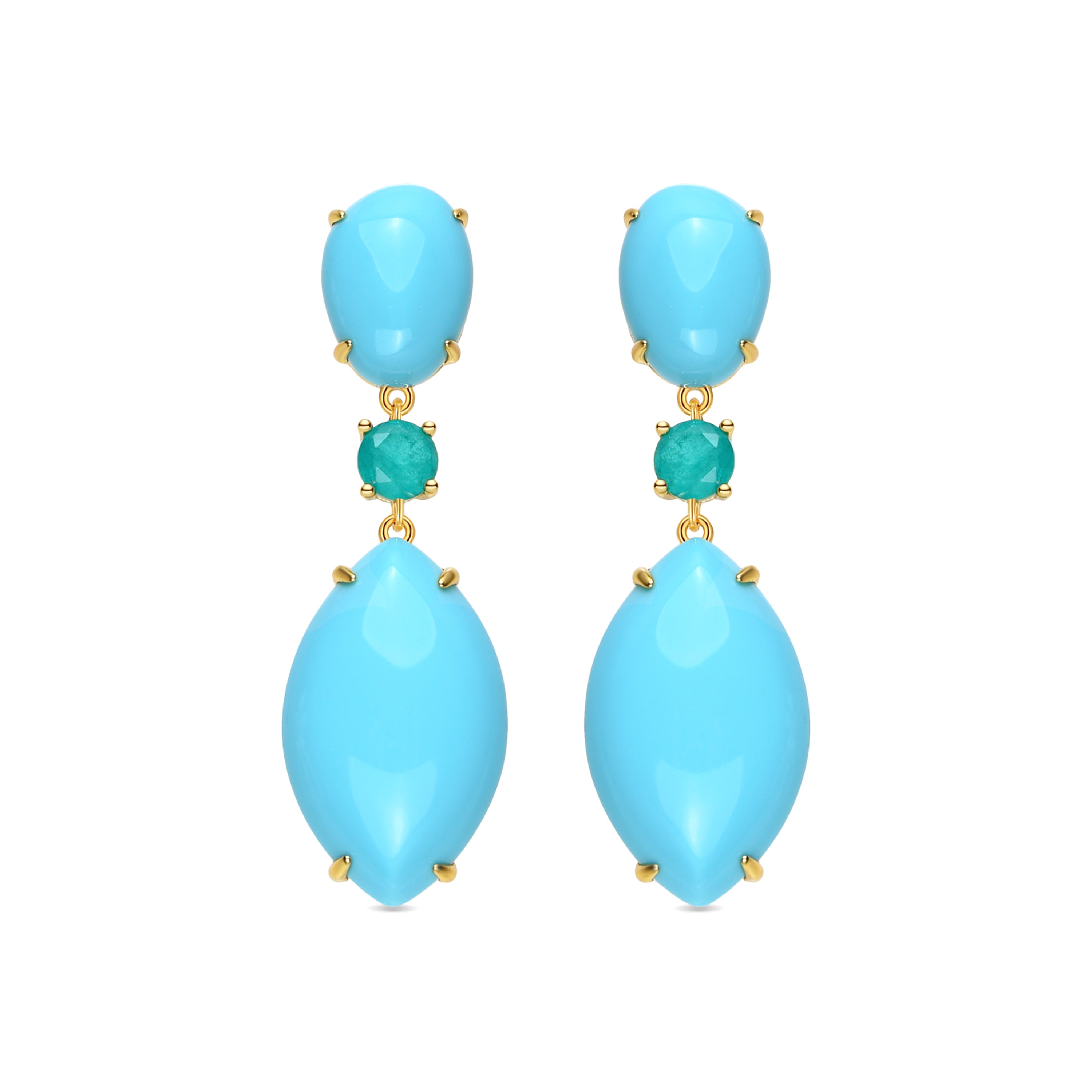 Pendientes de Plata de Ley 925 y Cuarzo Hidrotermal Verde Claro acabados en oro amarillo de 18k - Isone