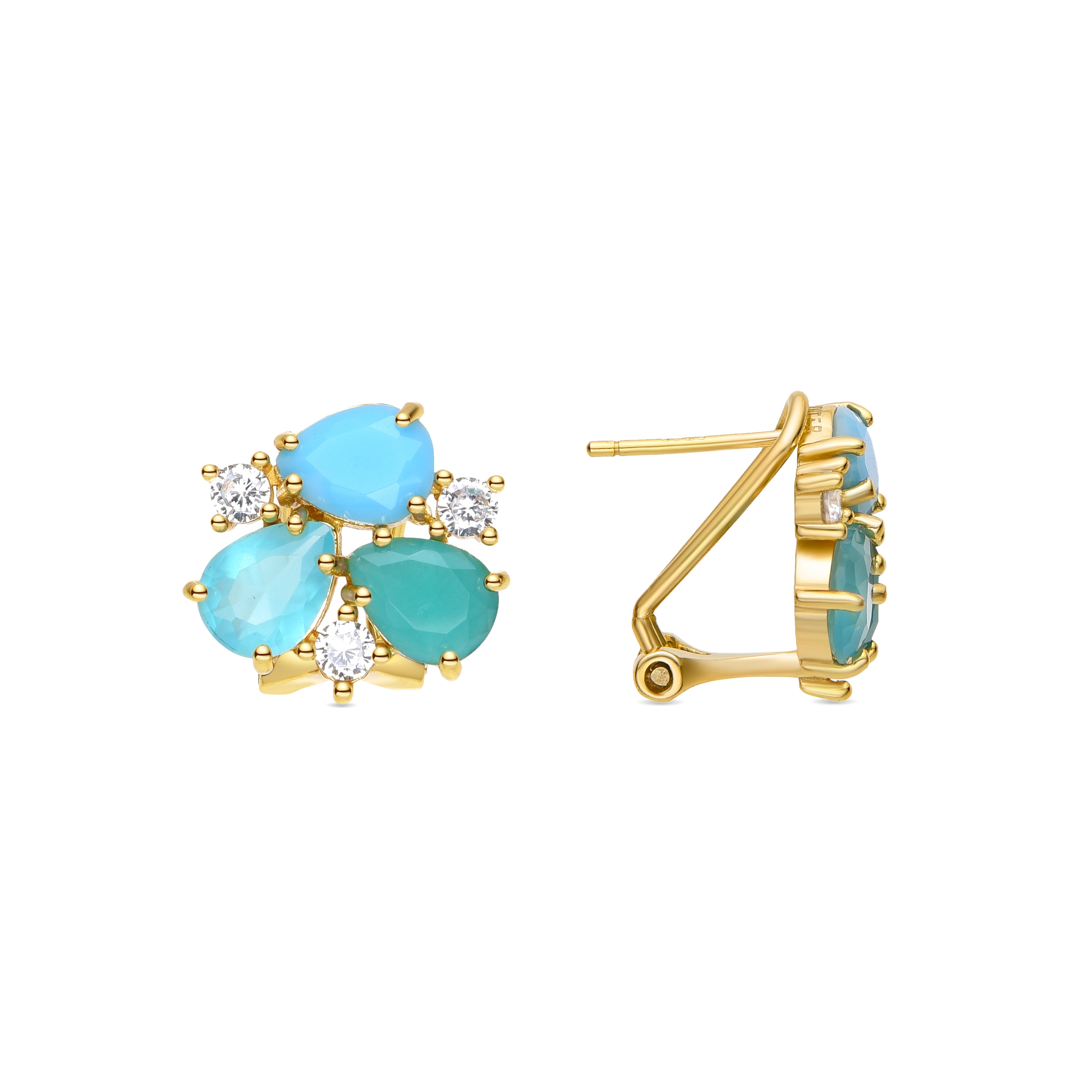 Pendientes de Plata de Ley 925 y Cuarzo Hidrotermal Multicolor acabados en oro amarillo de 18k - Nagha