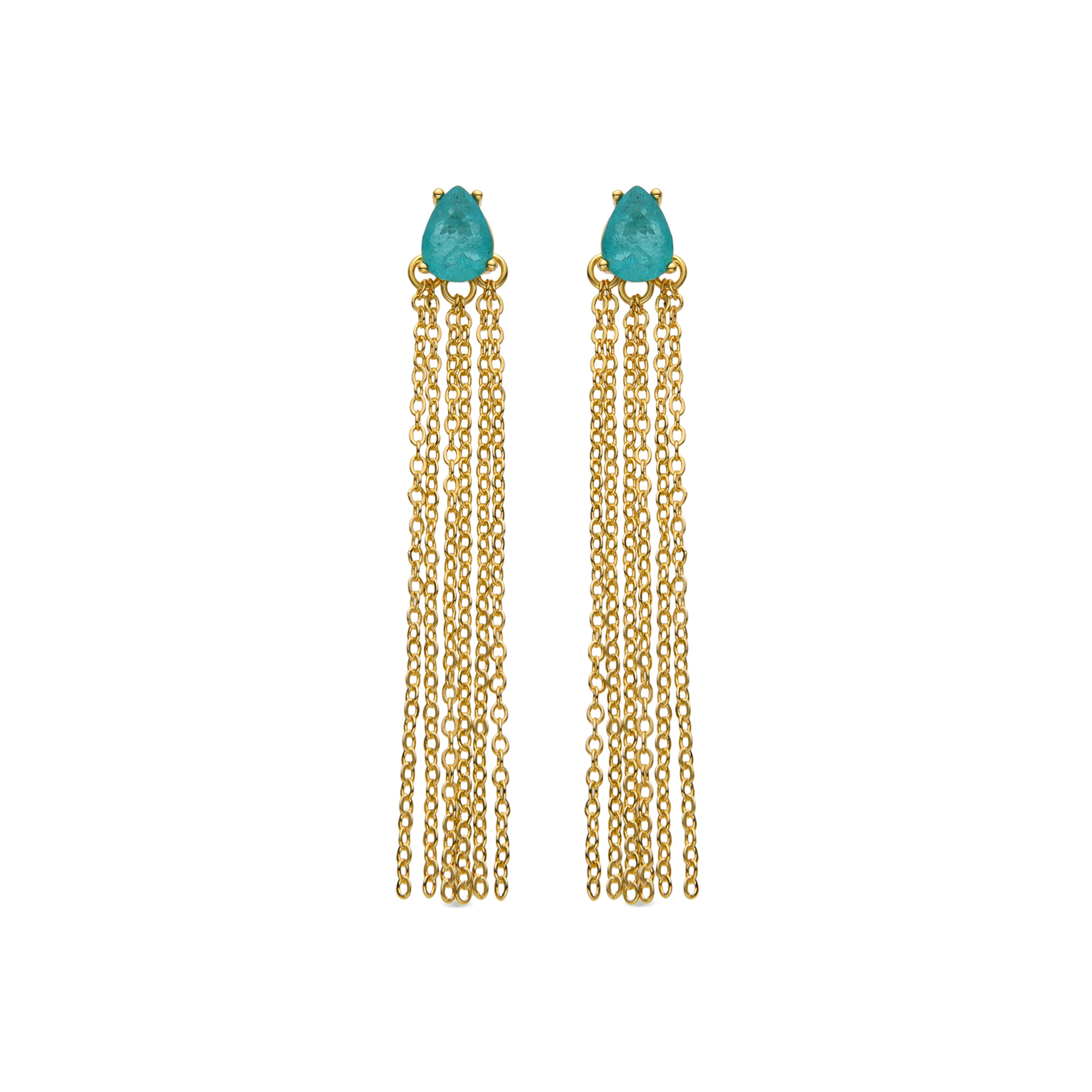 Pendientes de Plata de Ley 925 y Cuarzo Hidrotermal Verde Claro acabados en oro amarillo de 18k - Egah