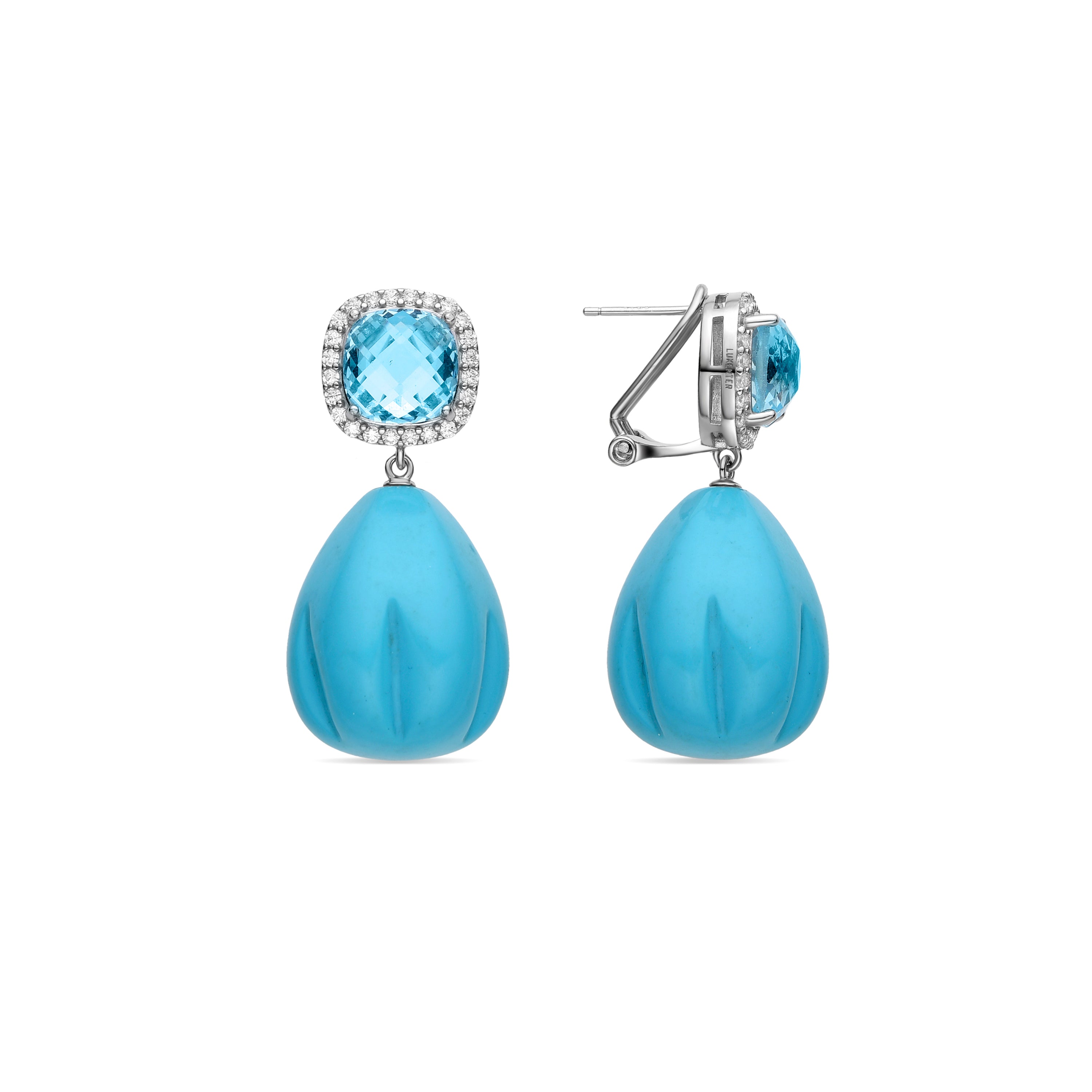 Pendientes de Plata de Ley 925 y Turquesa acabados en rodio - Isaya