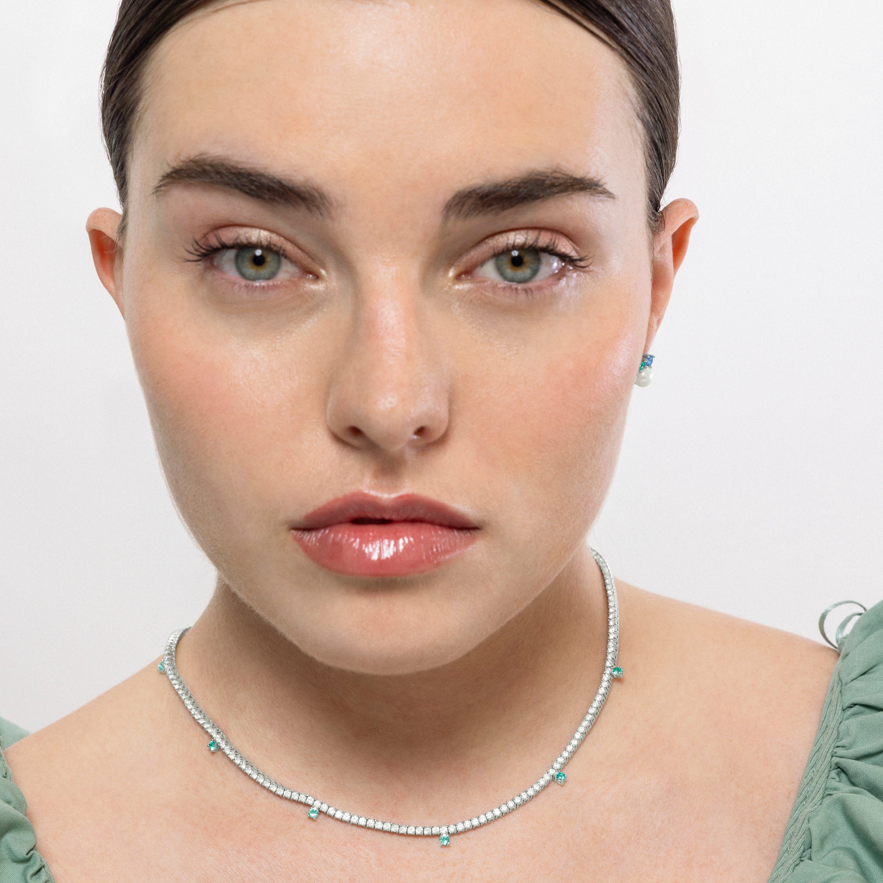 Pendientes de Plata de Ley 925 y Circonita Zafiro acabados en rodio - Askil