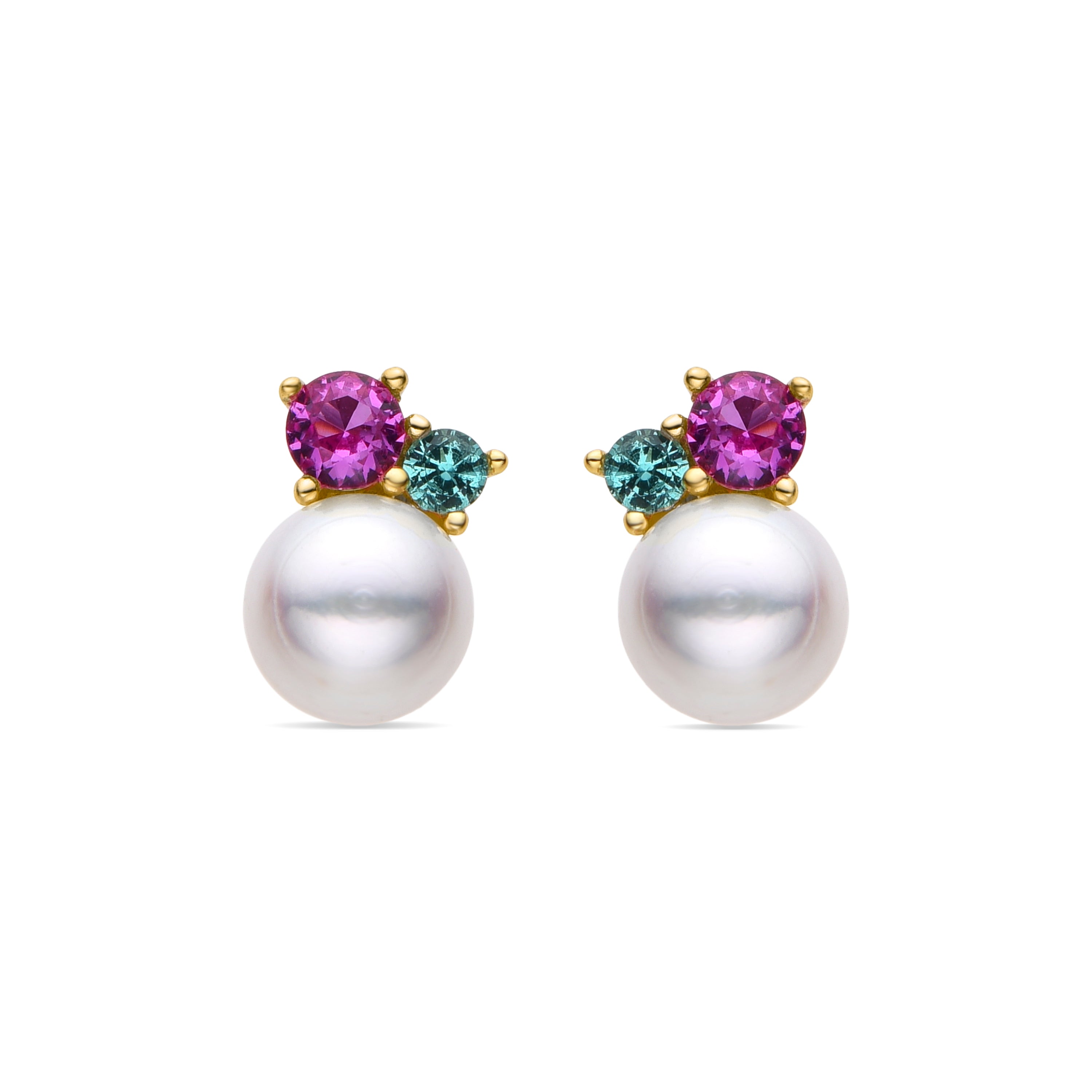 Pendientes de Plata de Ley 925 y Circonita Multicolor acabados en oro amarillo de 18k - Askil