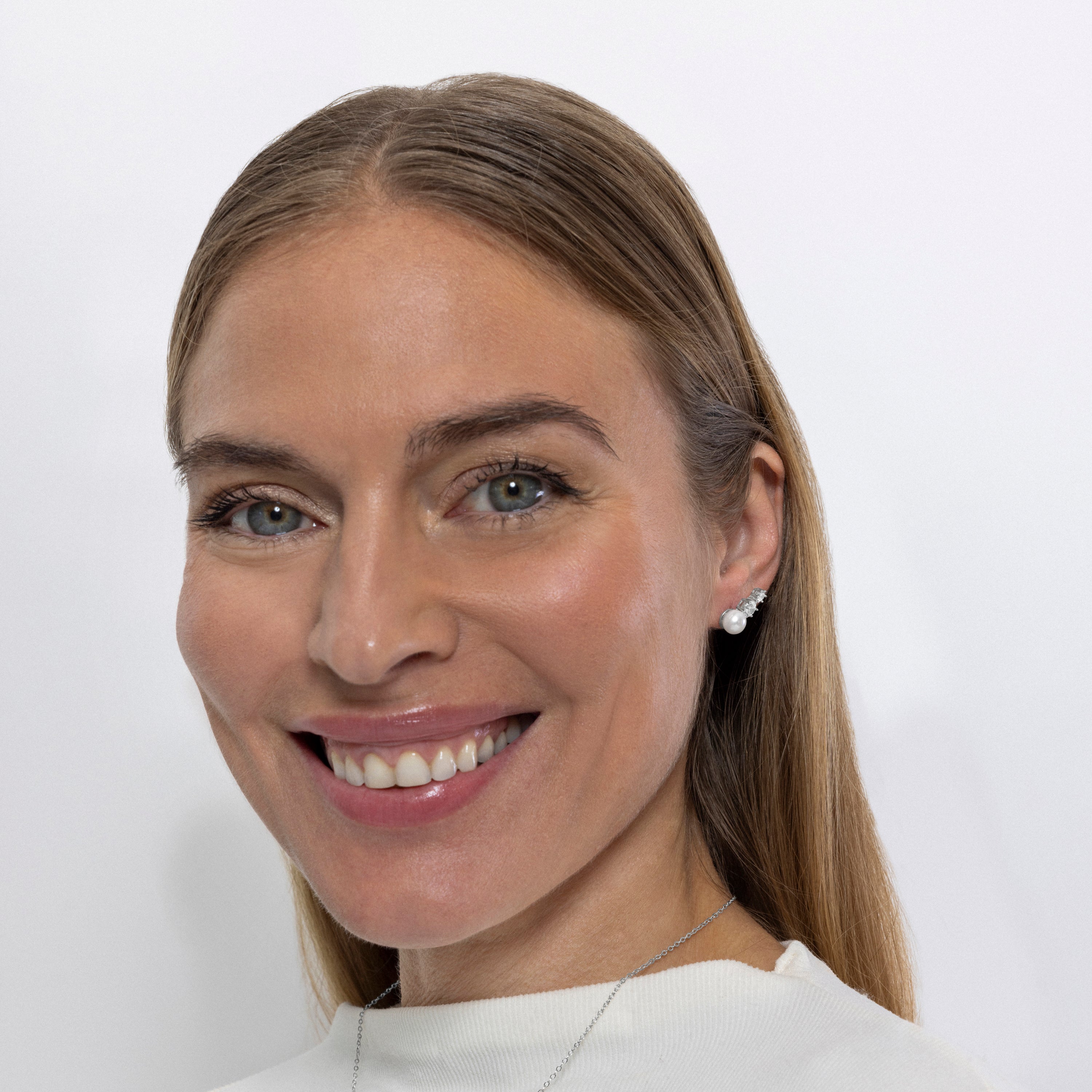 Pendientes de Plata de Ley 925 y Circonita Brillante acabados en rodio - Rashu