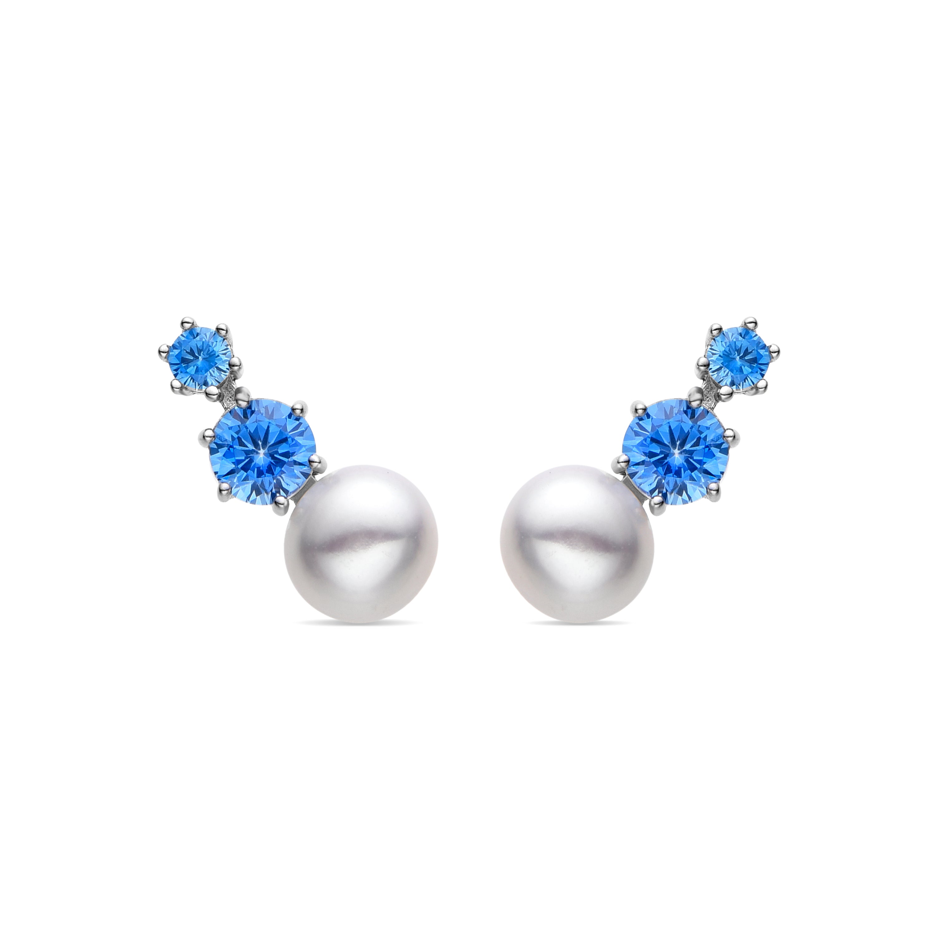 Pendientes de Plata de Ley 925 y Circonita Zafiro acabados en rodio - Rashu