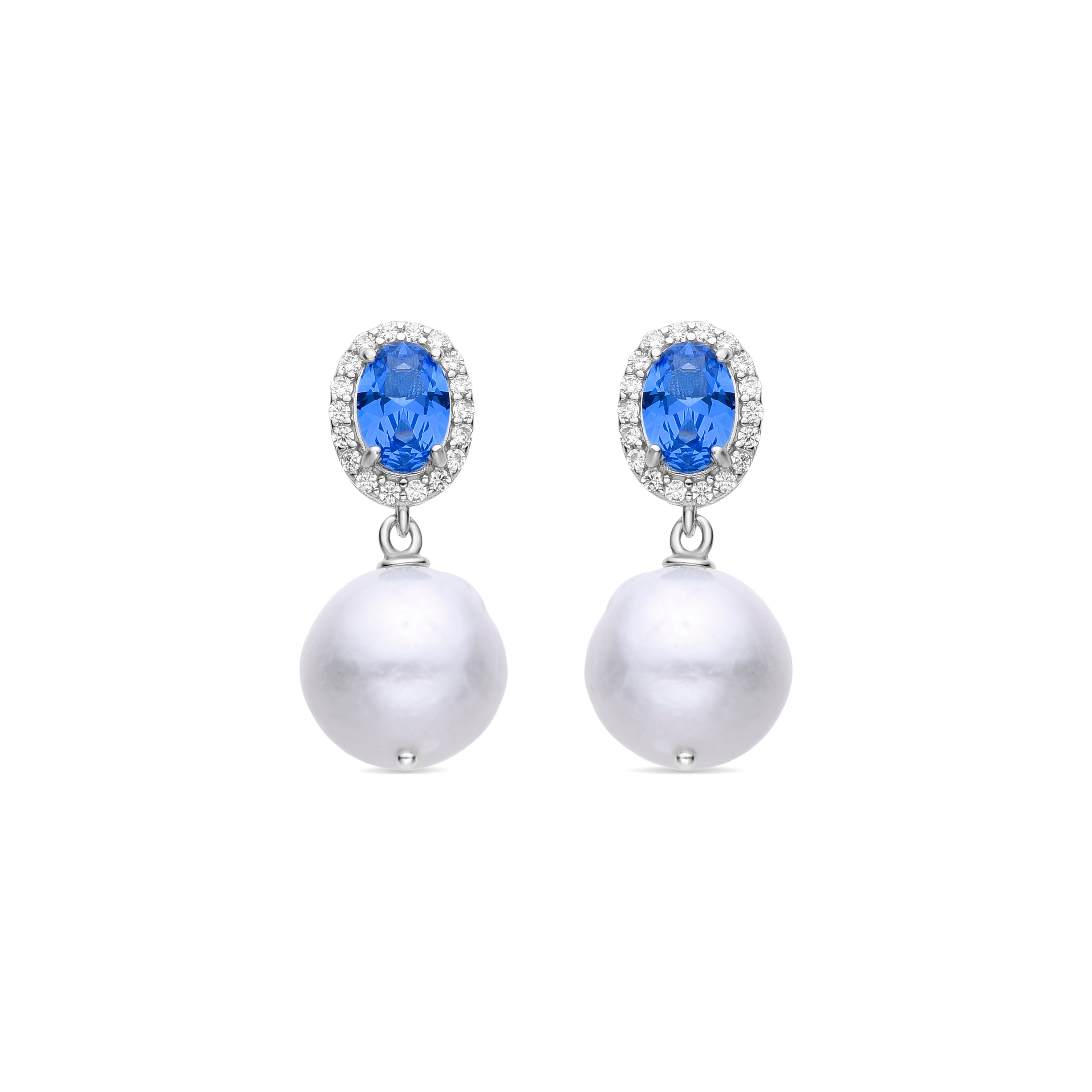 Pendientes de Plata de Ley 925 y Circonita Zafiro acabados en rodio - Ihri