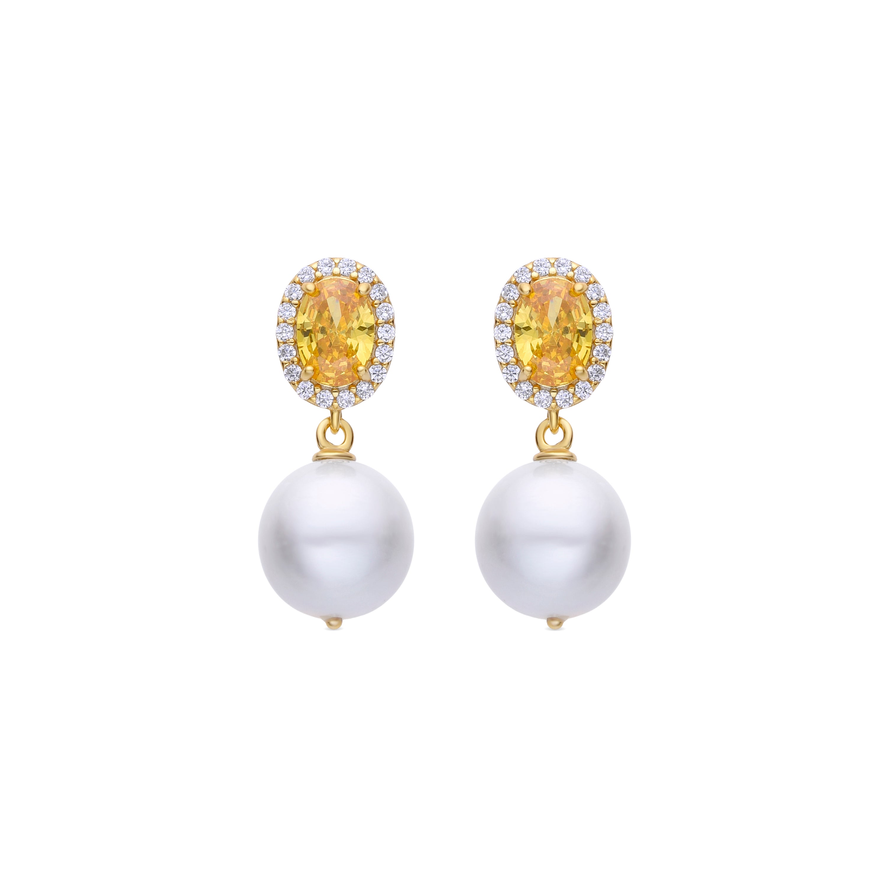 Pendientes de Plata de Ley 925 y Padparadscha acabados en oro amarillo de 18k - Ihri