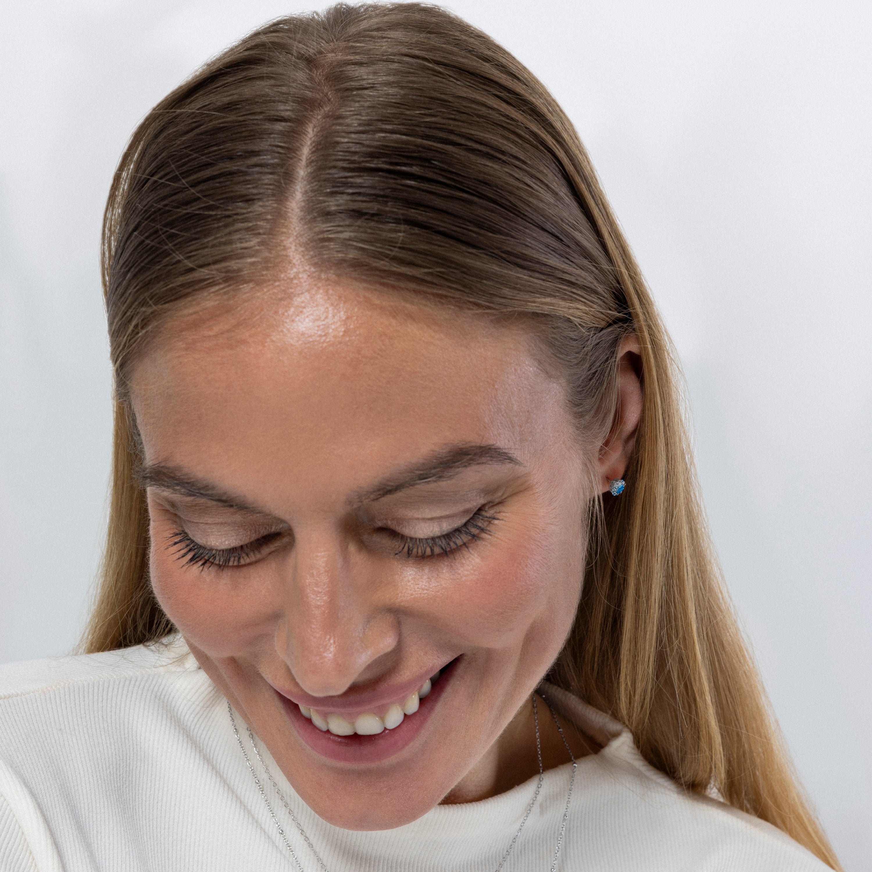 Pendientes de Plata de Ley 925 y Circonita Zafiro acabados en rodio - Hafai