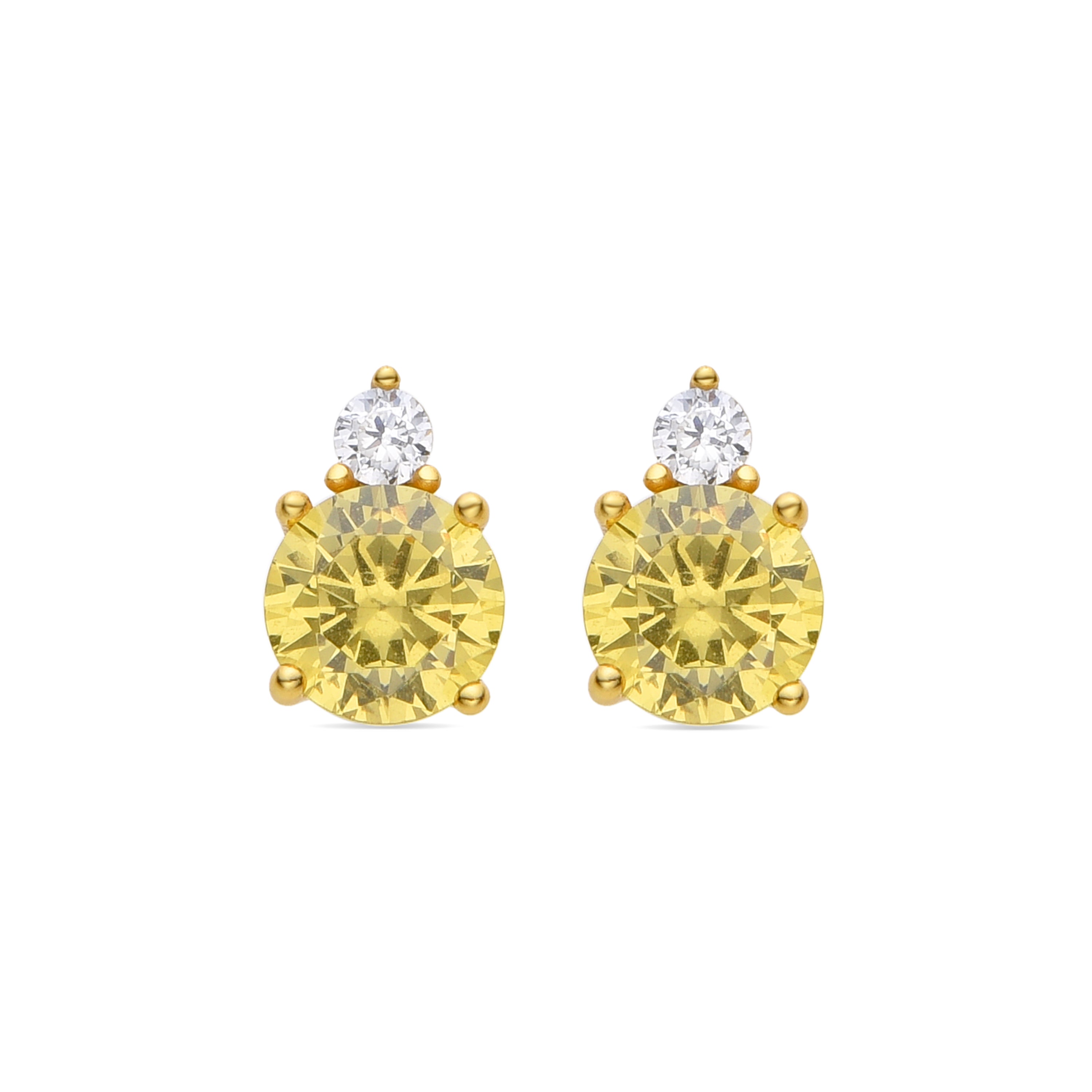 Pendientes de Plata de Ley 925 y Padparadscha acabados en oro amarillo de 18k - Akma