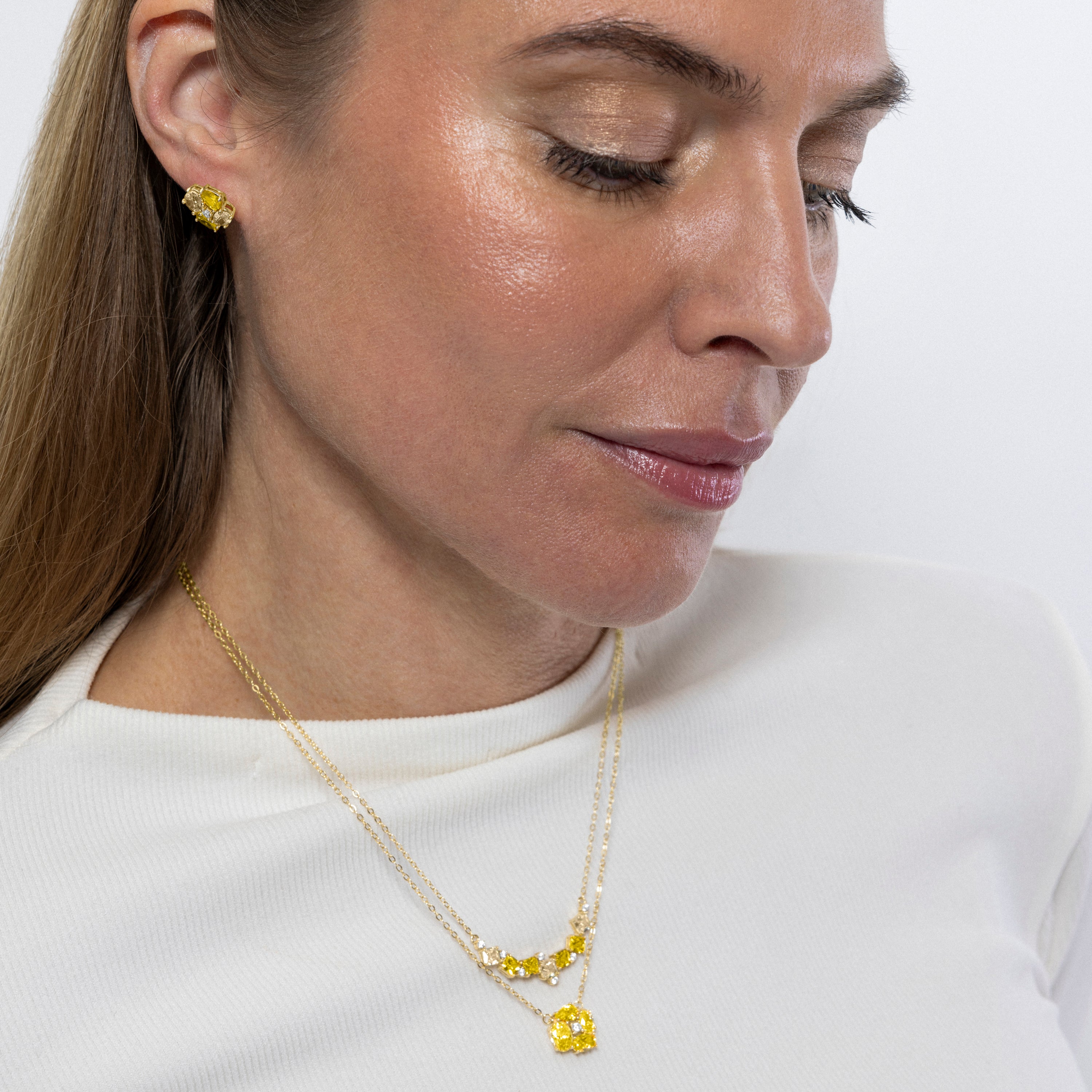 Pendientes de Plata de Ley 925 y Padparadscha acabados en oro amarillo de 18k - Ilsah