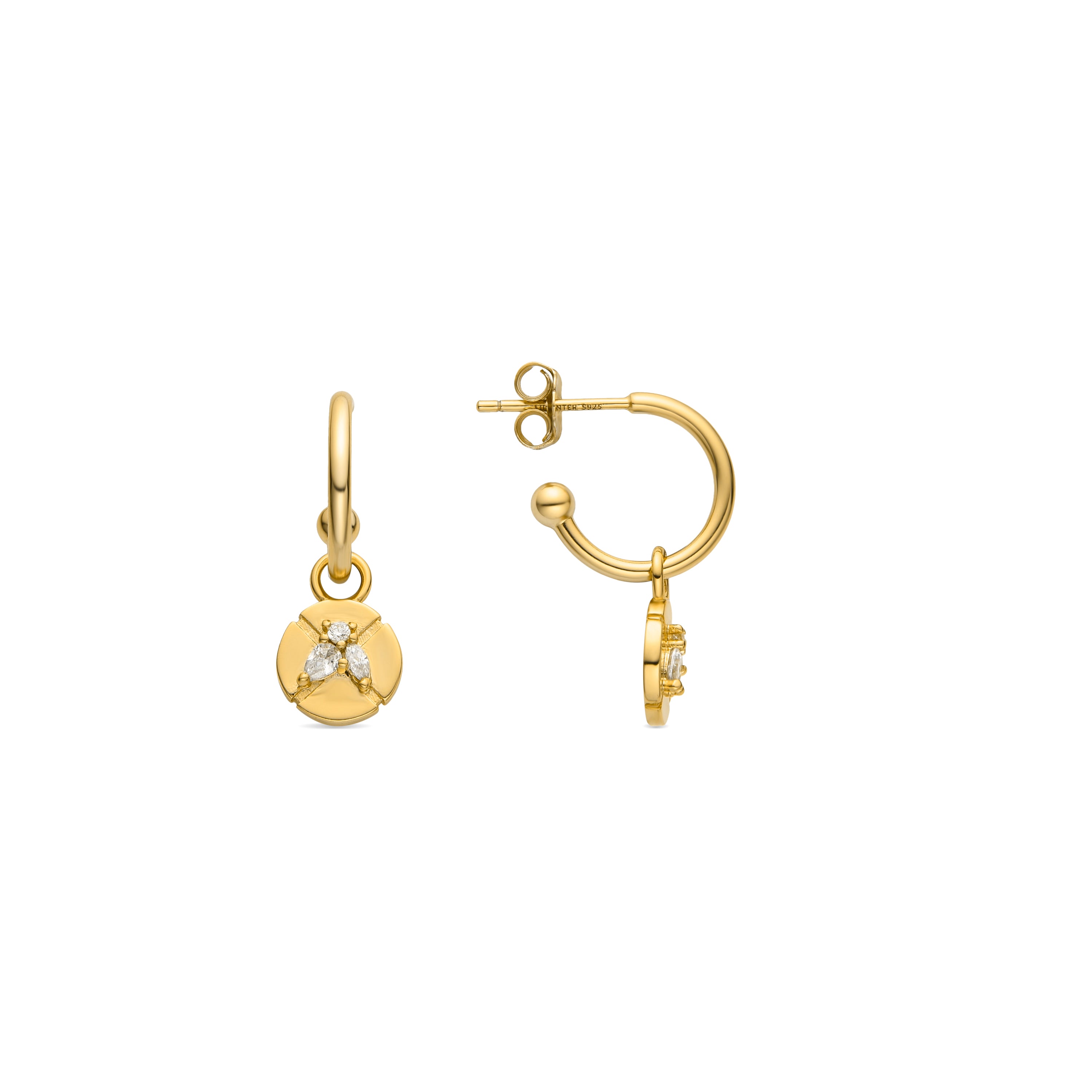 Pendientes de Plata de Ley 925 y Circonita Brillante acabado oro 18k - Ufore