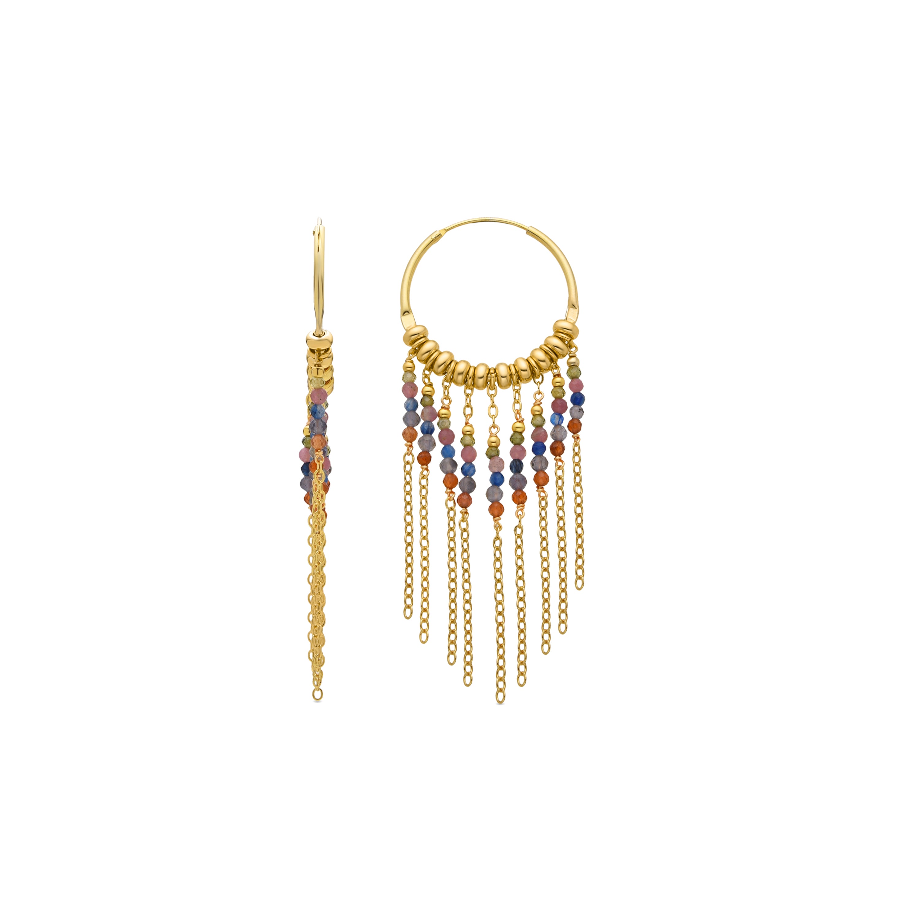 Pendientes de Plata de Ley 925 y Cristal Multicolor acabado oro 18k - Ulengo