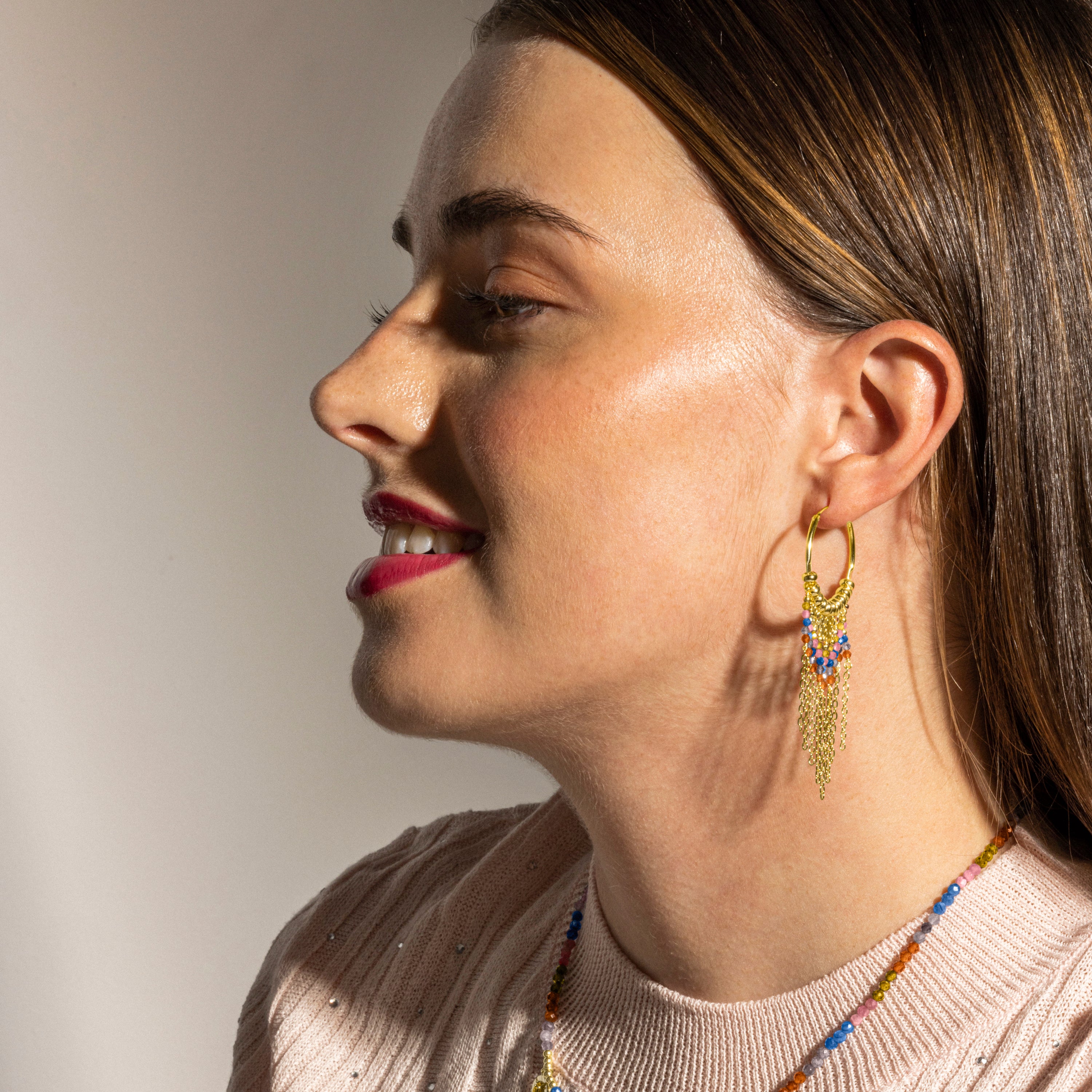 Pendientes de Plata de Ley 925 y Cristal Multicolor acabado oro 18k - Ulengo