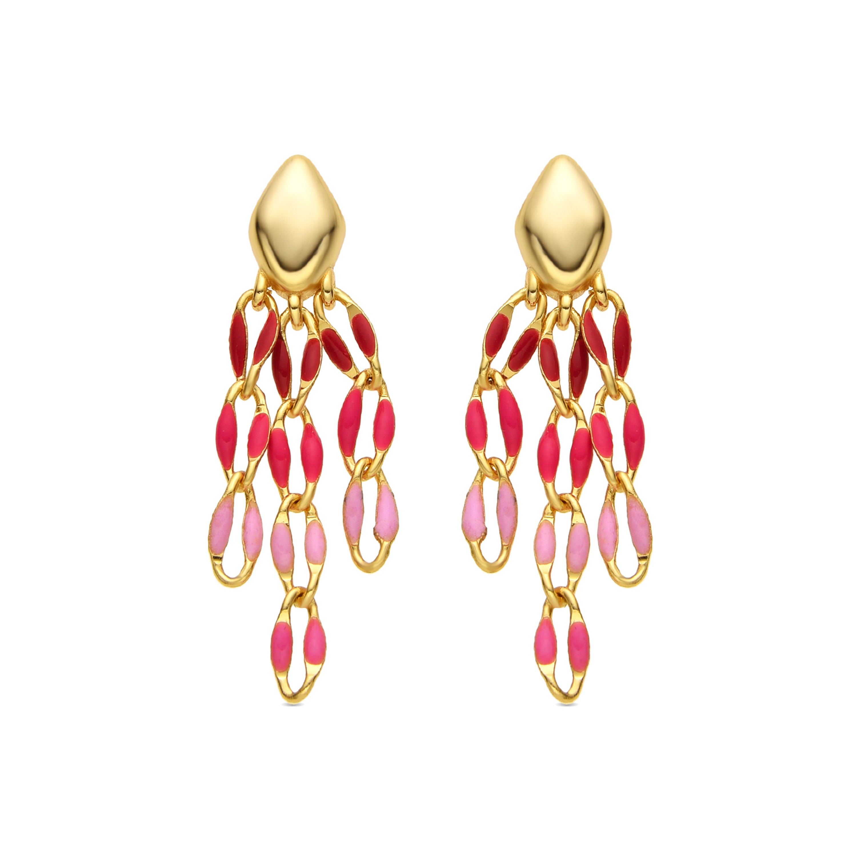 Pendientes de Plata de Ley 925 y Lacado Rosa acabado oro amarillo de 18k - Shione