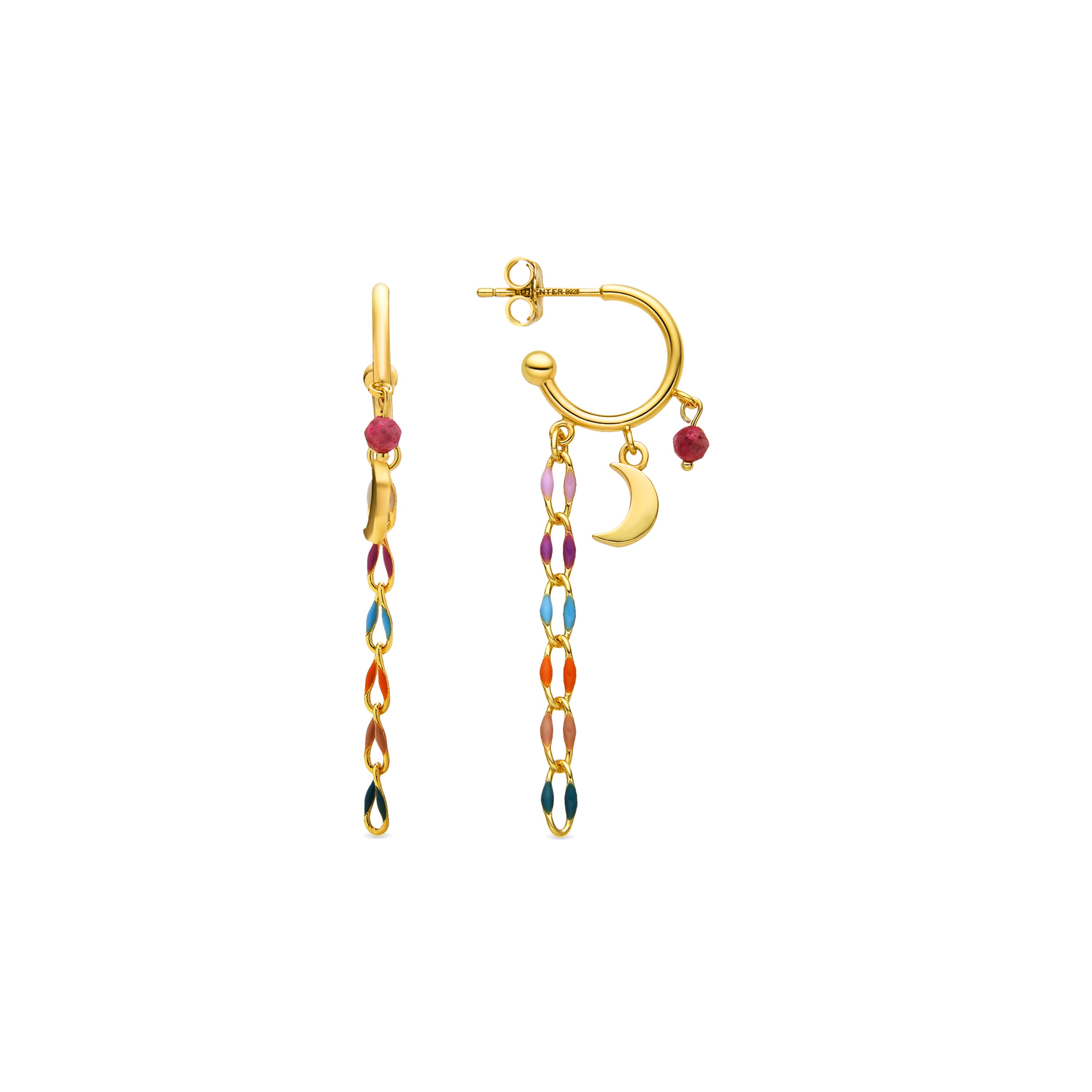 Pendientes de Plata de Ley 925 y Lacado Multicolor acabado oro 18k - Omtra