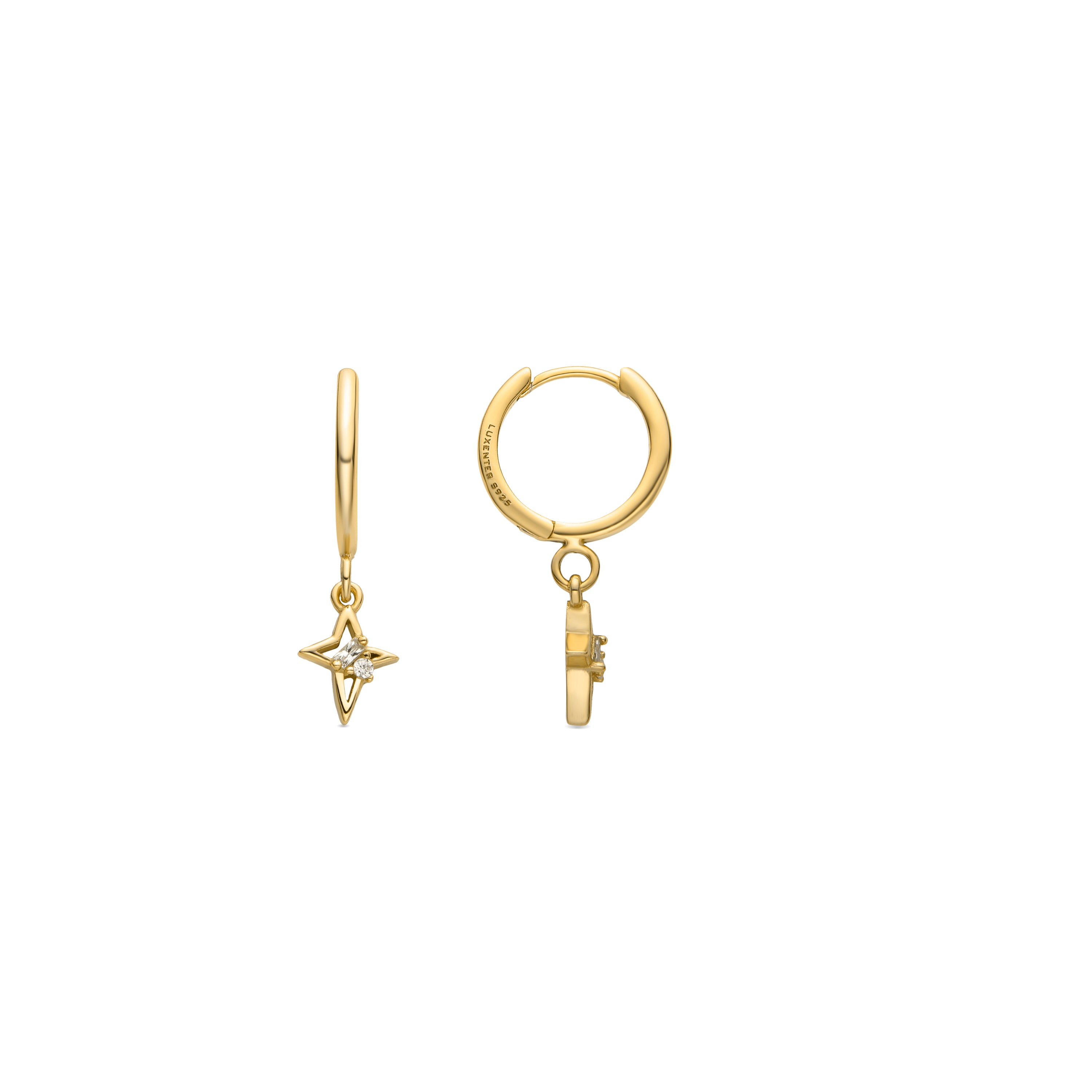 Pendientes de Plata de Ley 925 y Circonita Brillante acabado oro 18k - Radeu