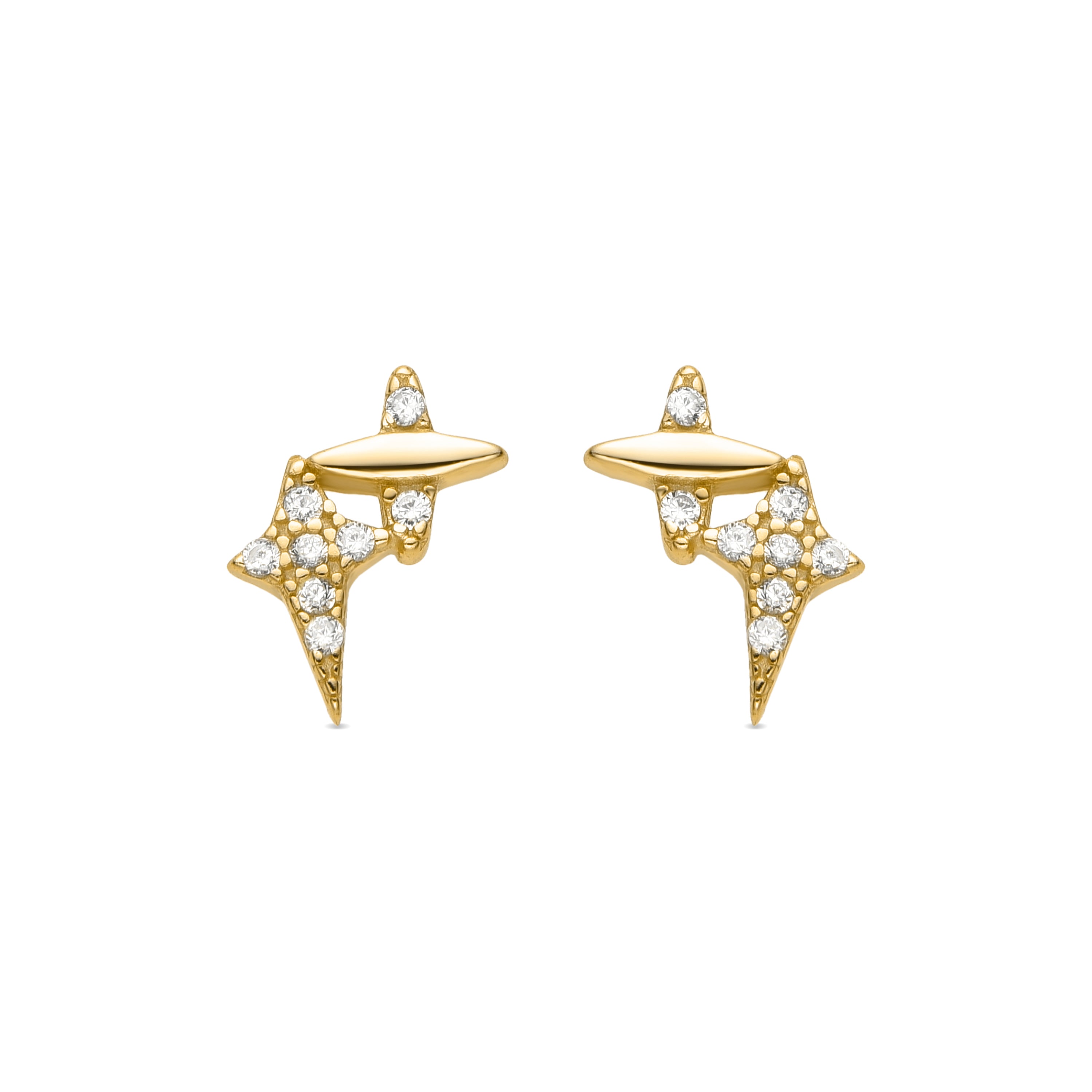 Pendientes de Plata de Ley 925 y Circonita Brillante acabado oro 18k - Ciko