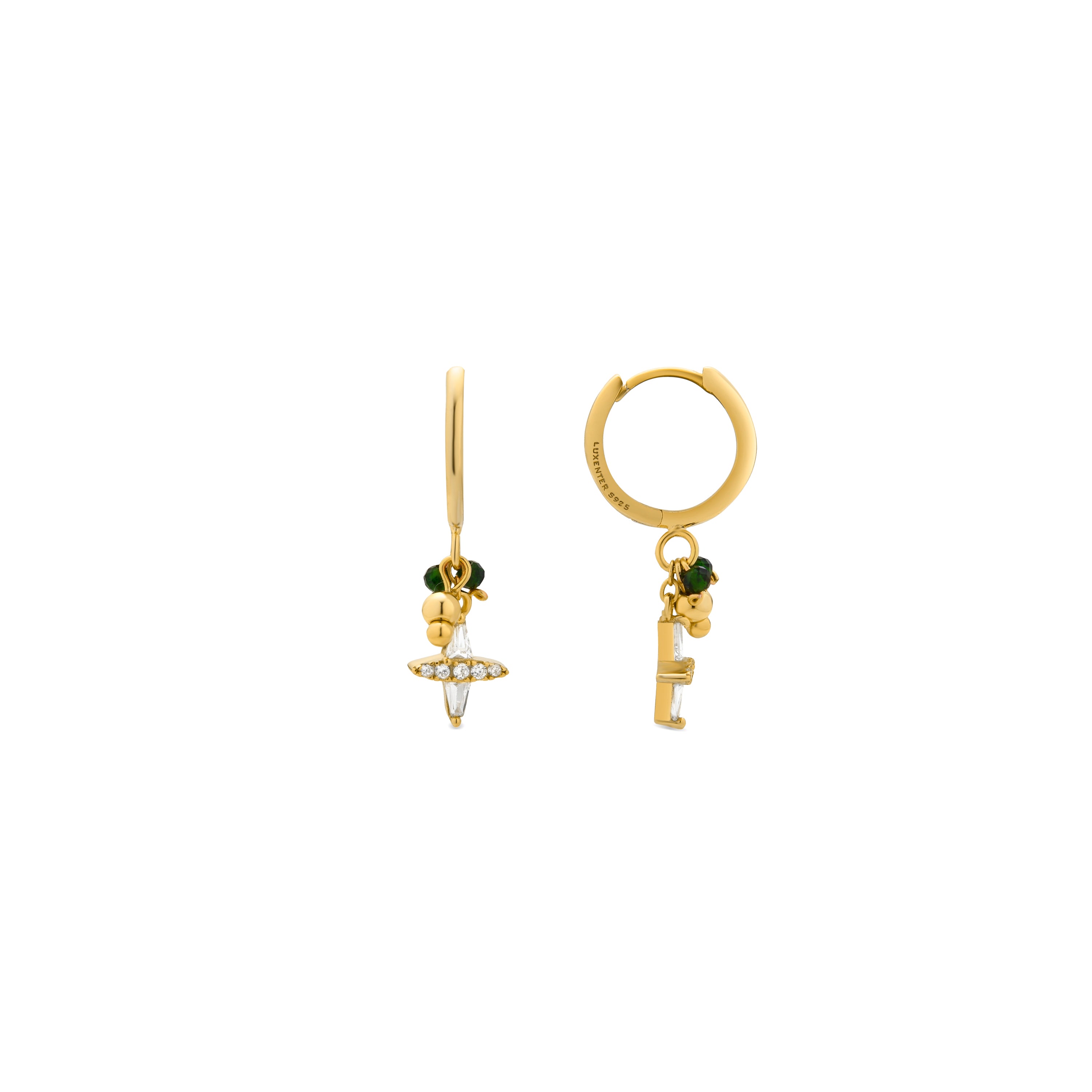 Pendientes de Plata de Ley 925 y Circonita Brillante acabado oro 18k - Delus