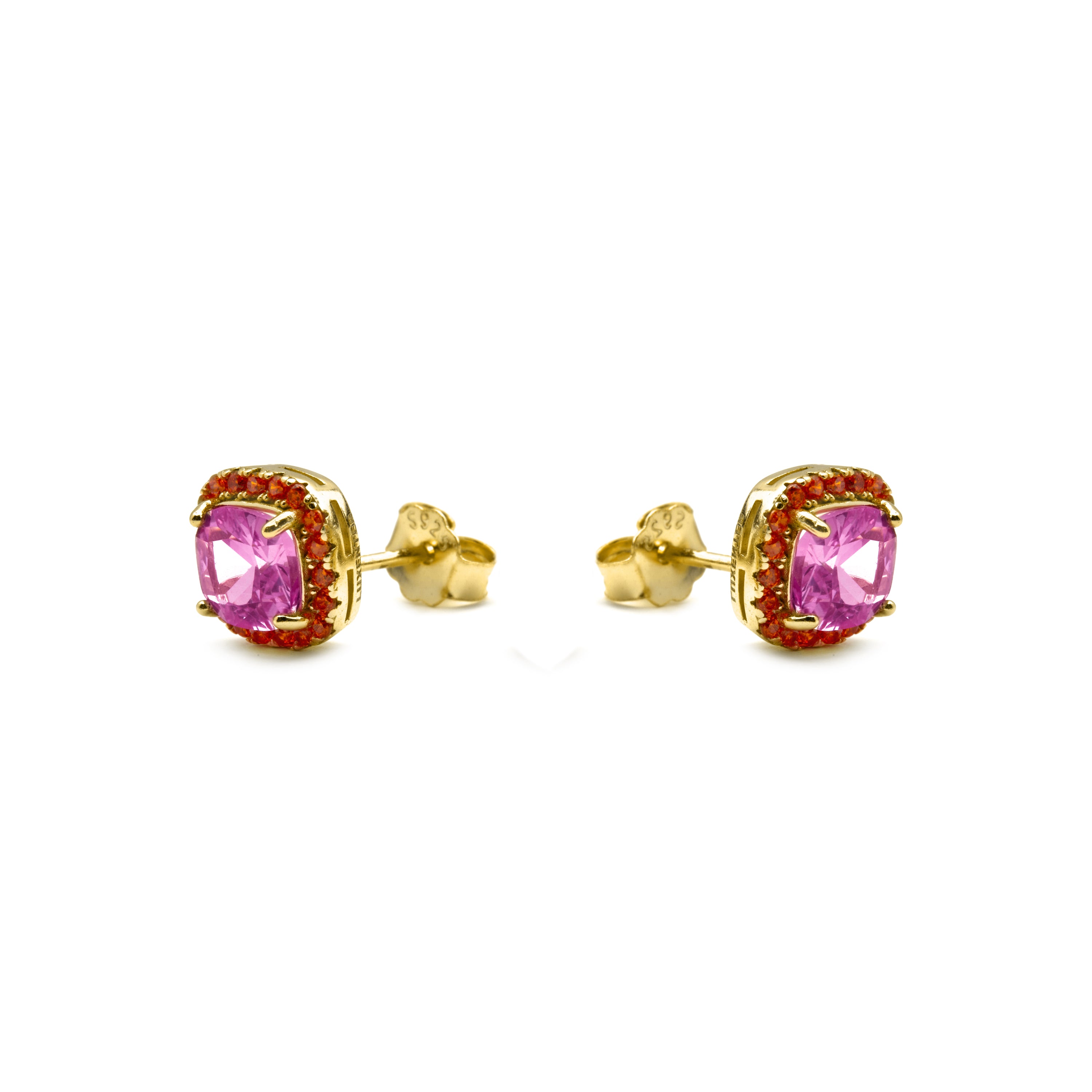 Pendientes de Plata de Ley 925 y Circonita Champagne acabado oro 18k - Nehu