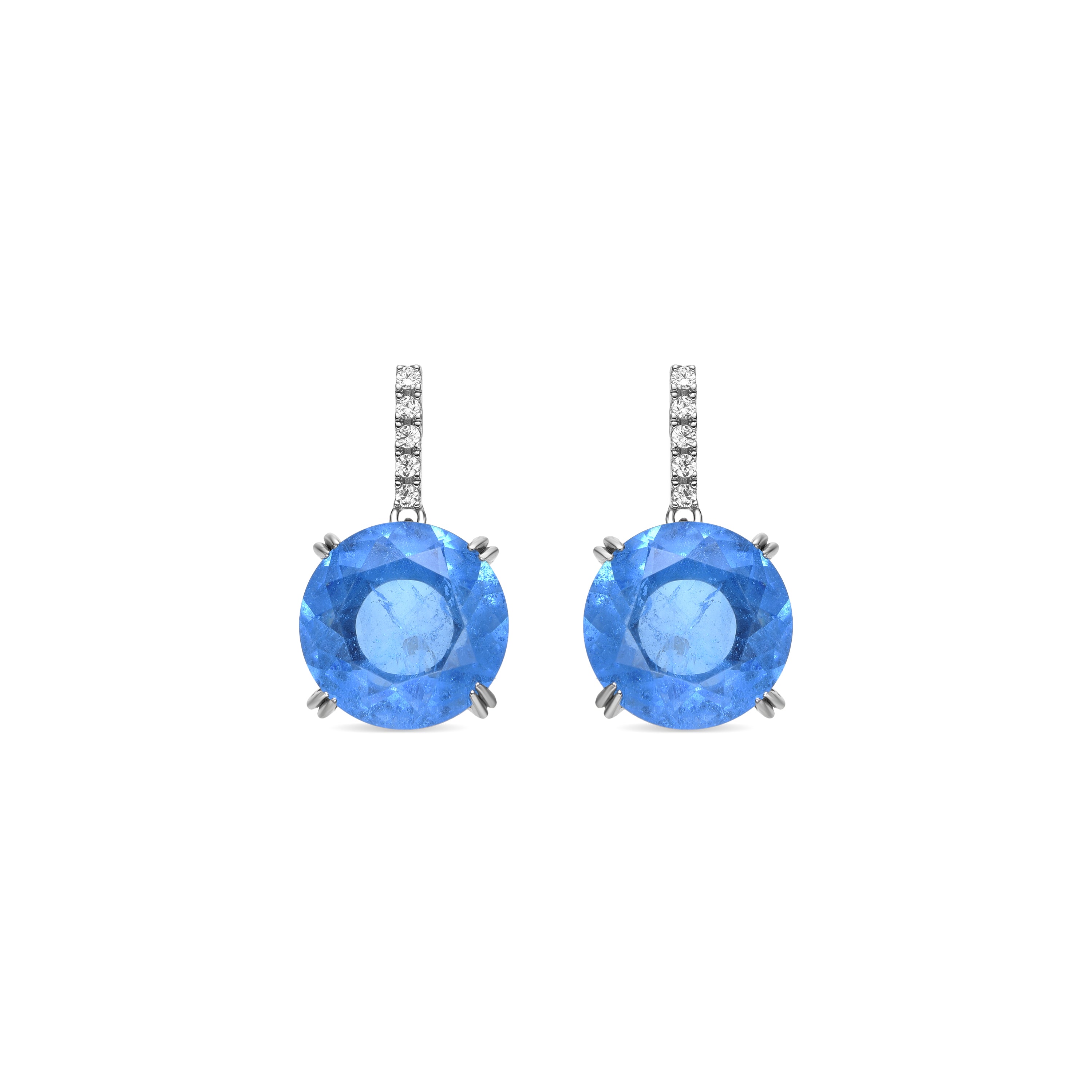 Pendientes de Plata de Ley 925 y Cuarzo Hidrotermal Azul Claro acabado en rodio - Lehind