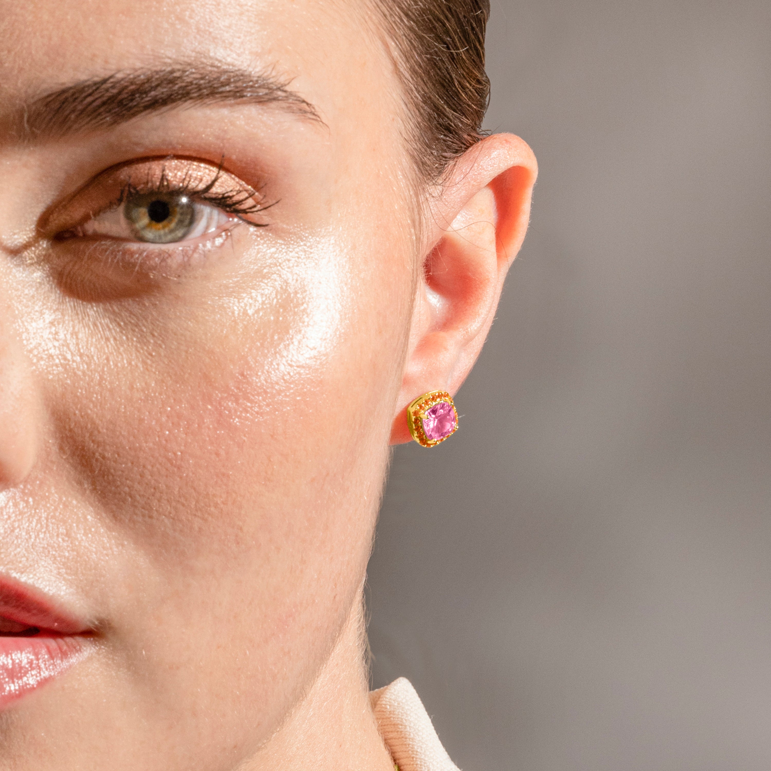 Pendientes de Plata de Ley 925 y Circonita Multicolor acabado oro 18k - Aidi