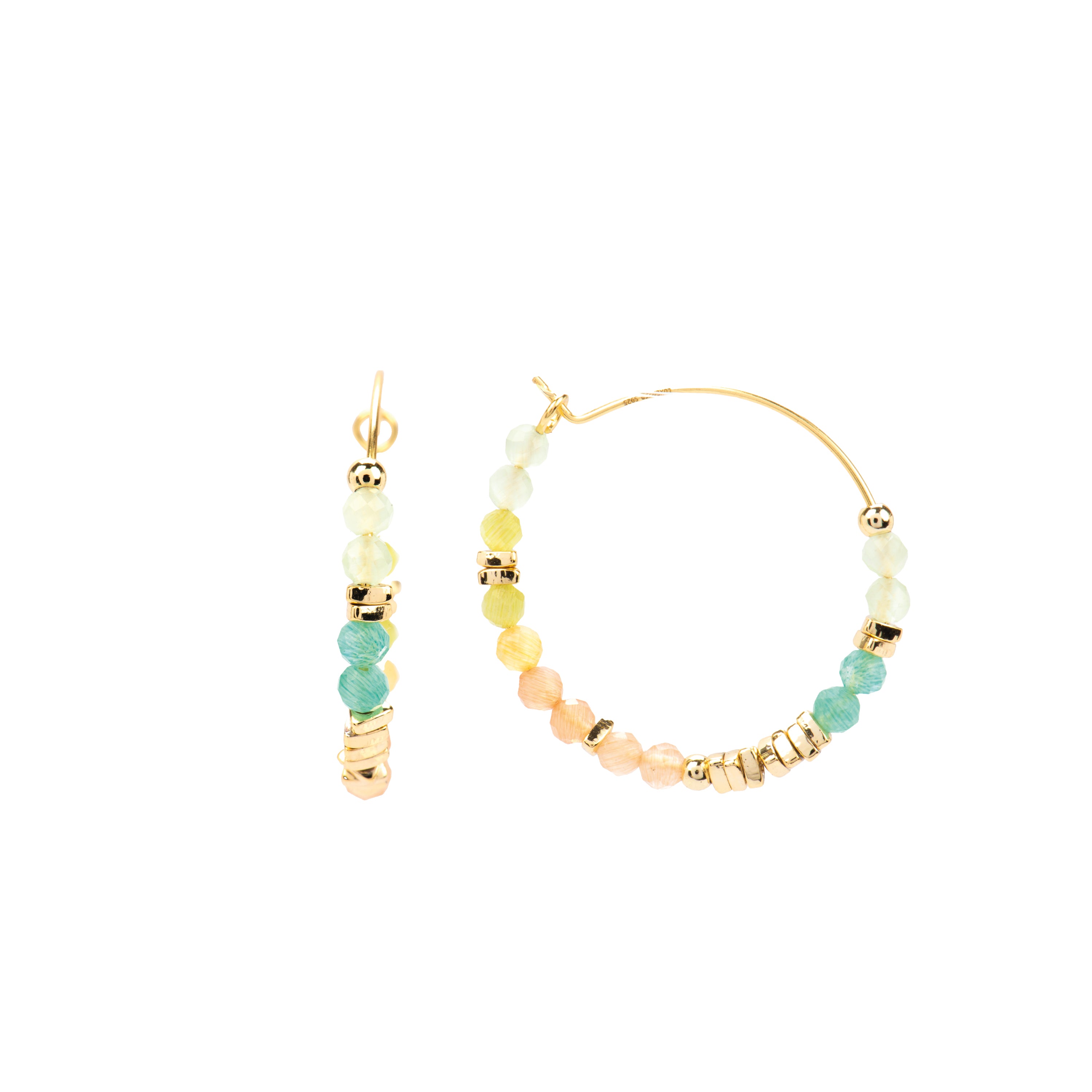 Pendientes de Plata de Ley 925 y Cristal Multicolor acabado oro amarillo de 18k - Pholor