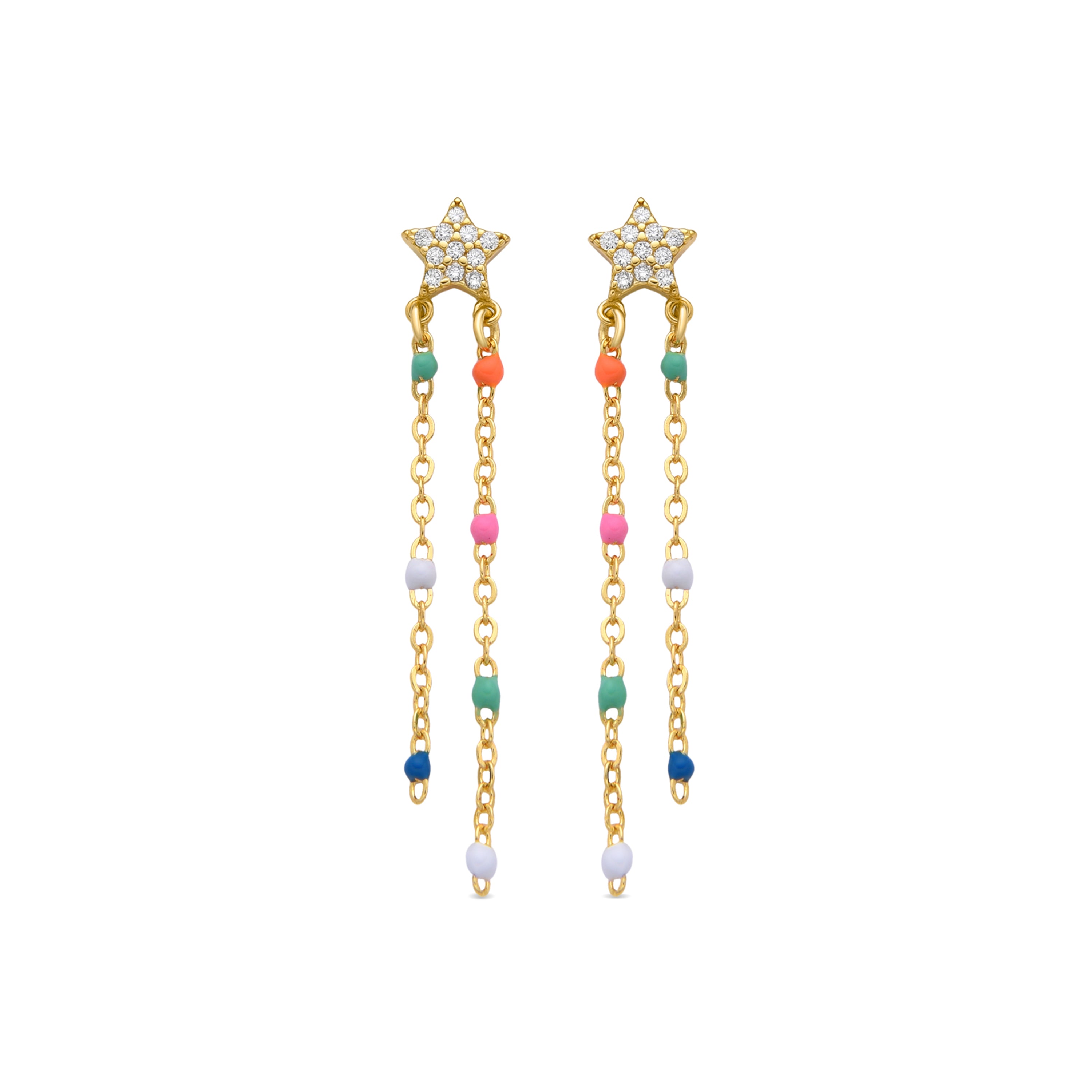 Pendientes de Plata de Ley 925 y Lacado Multicolor acabado oro amarillo de 18k - Likoe