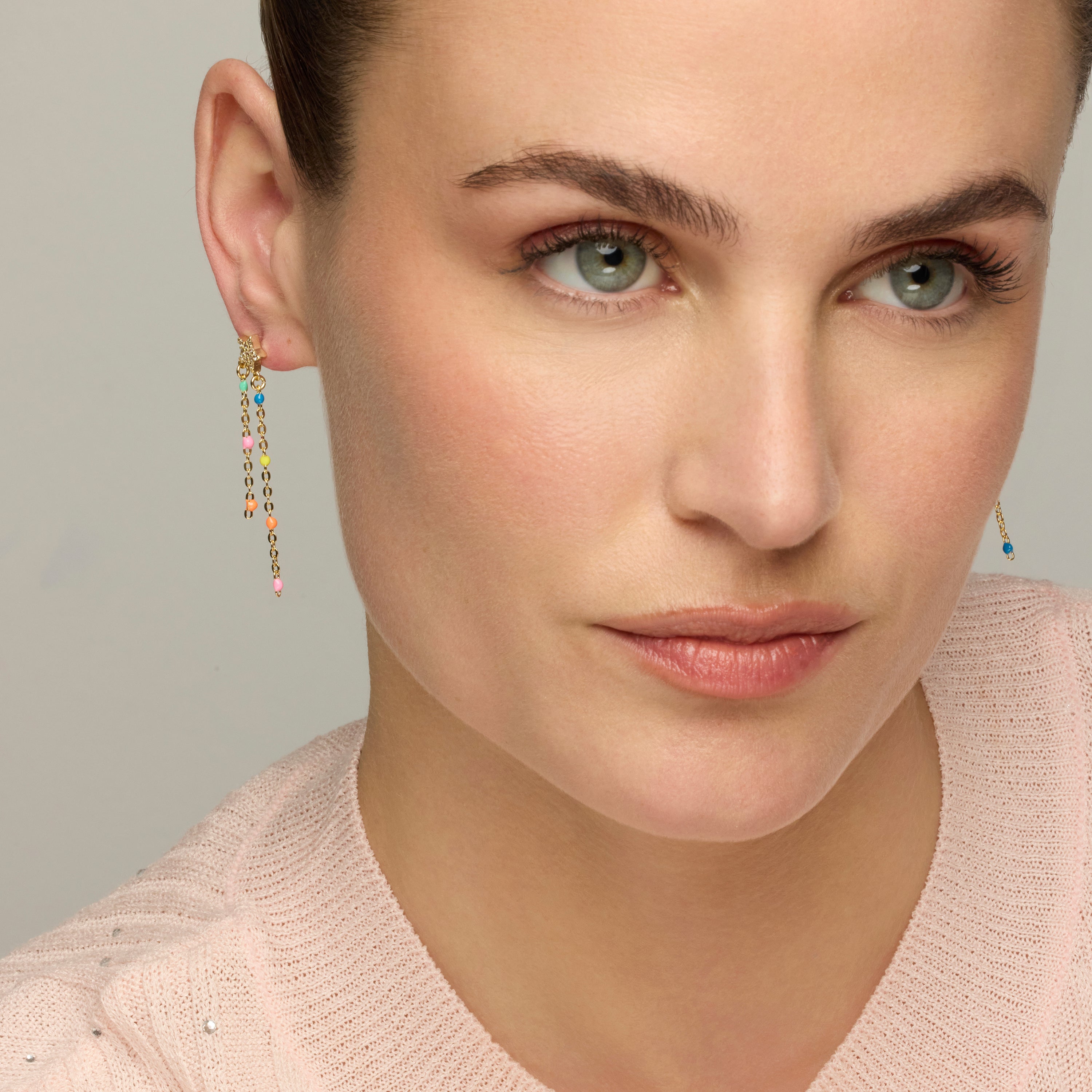 Pendientes de Plata de Ley 925 y Lacado Multicolor acabado oro amarillo de 18k - Likoe